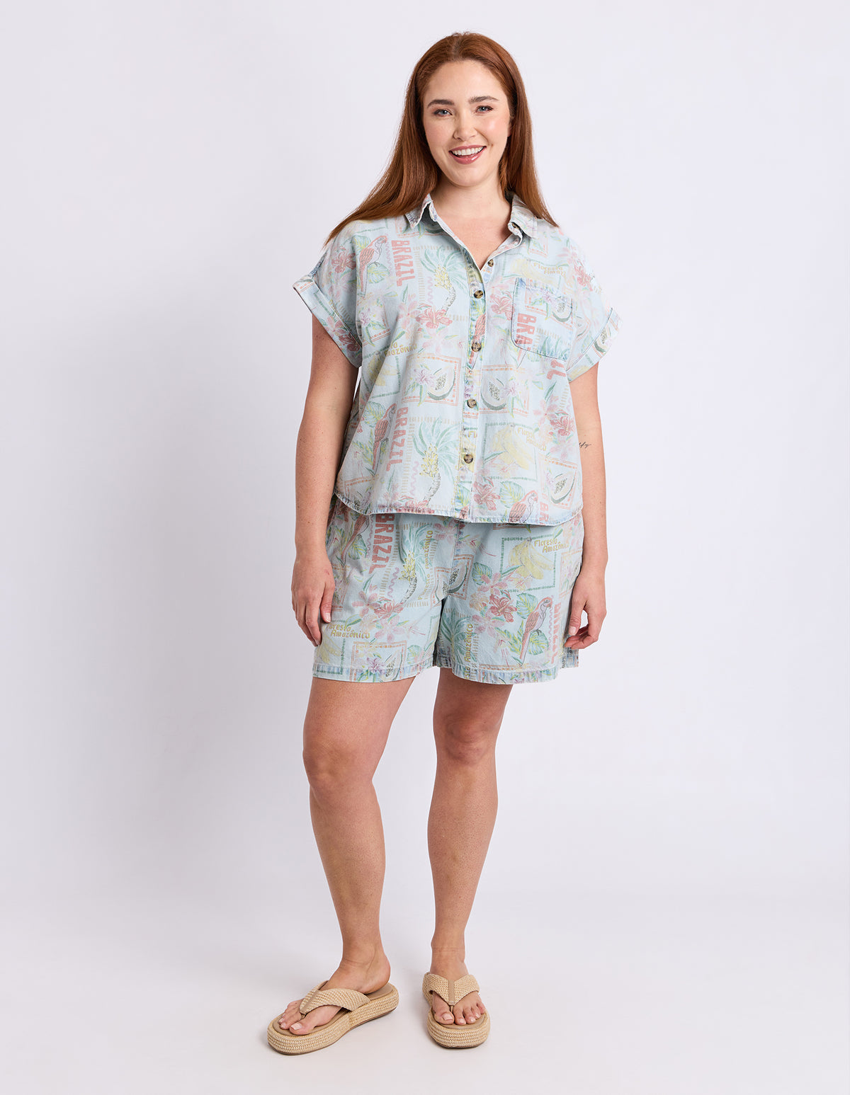 Jade Printed Denim Shirt Print