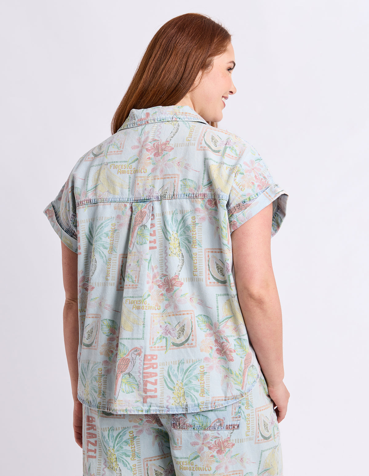 Jade Printed Denim Shirt Print