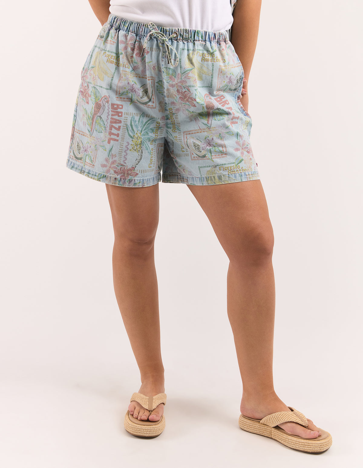 Jade Printed Denim Short Print