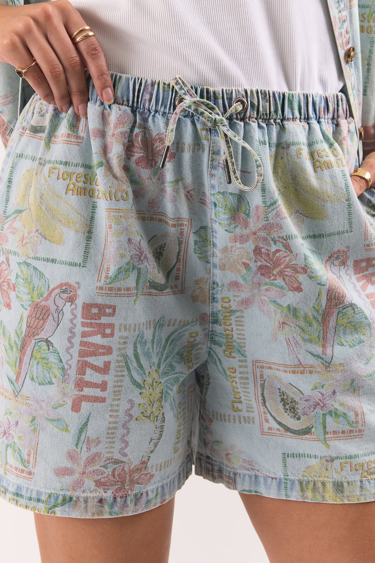 Jade Printed Denim Short Print