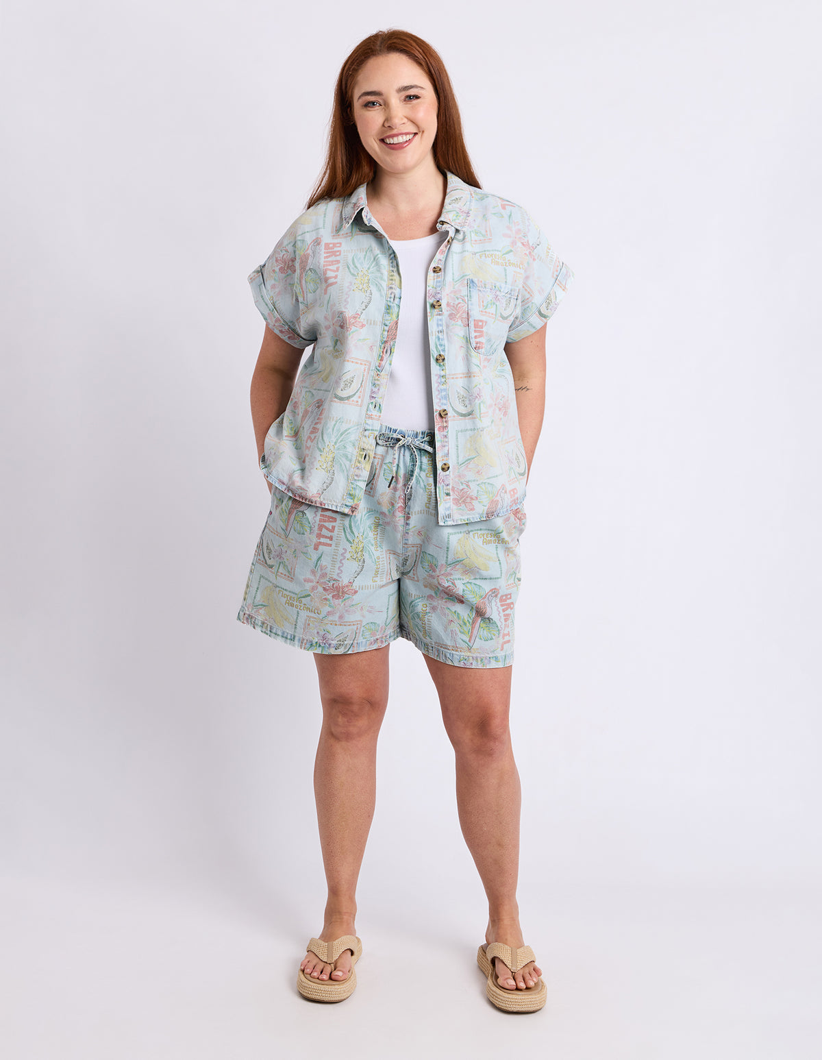 Jade Printed Denim Short Print