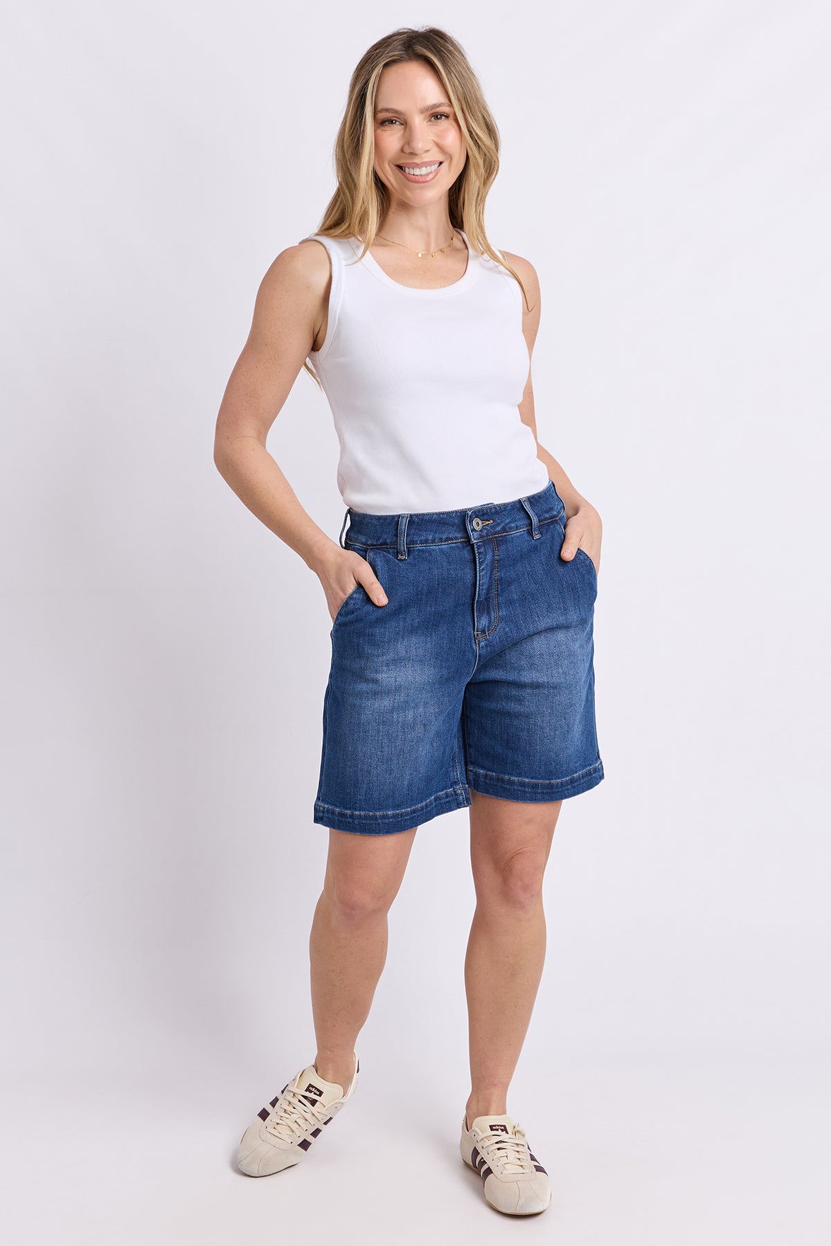 Izzy Denim Short Mid Blue Wash