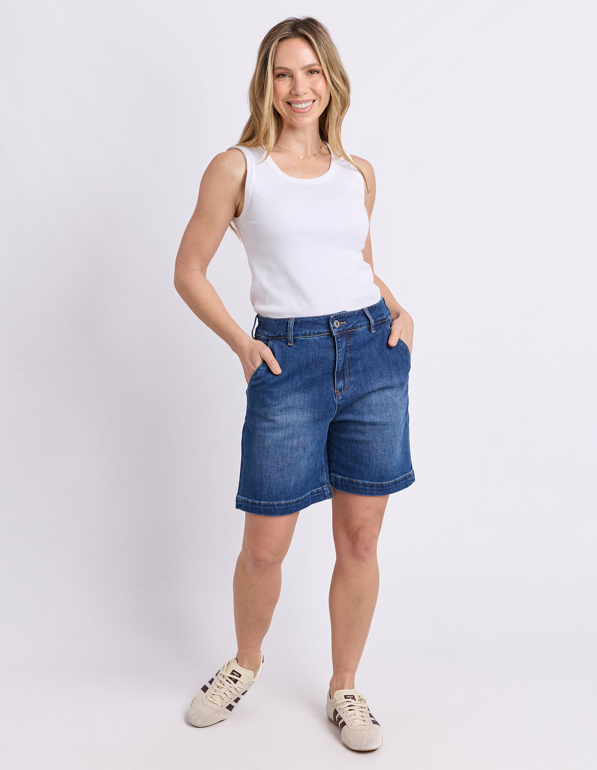 Izzy Denim Short Mid Blue Wash