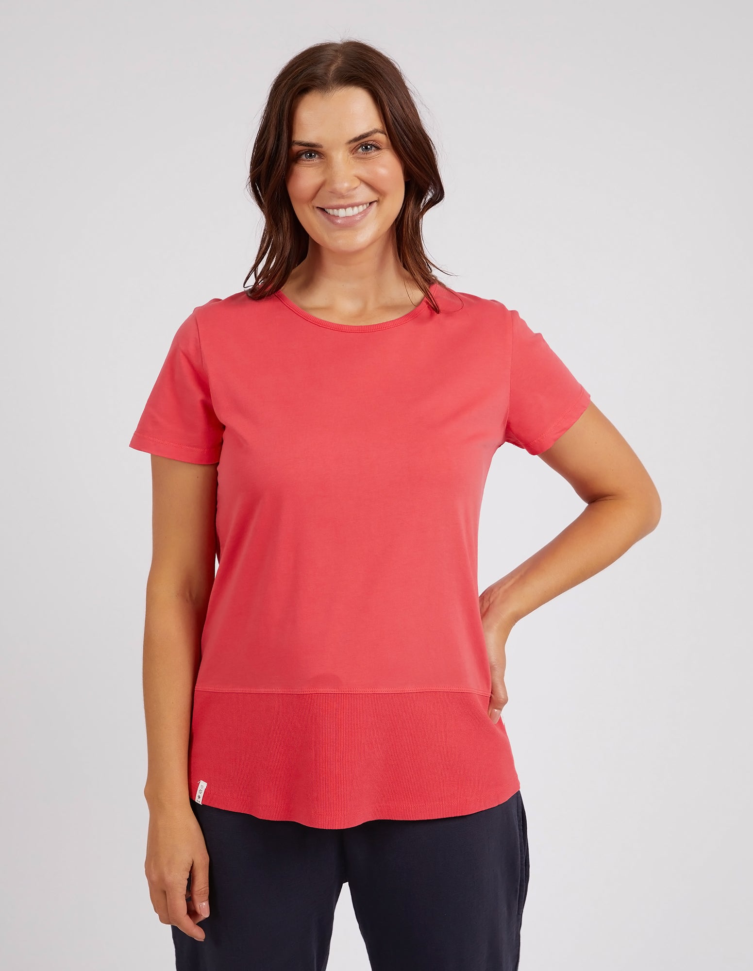 Rib Short Sleeve Tee Coral Spritz