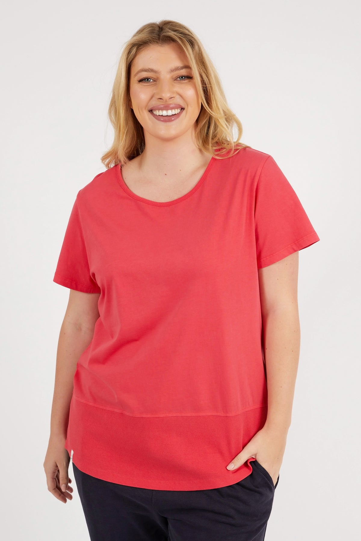 Rib Short Sleeve Tee Coral Spritz