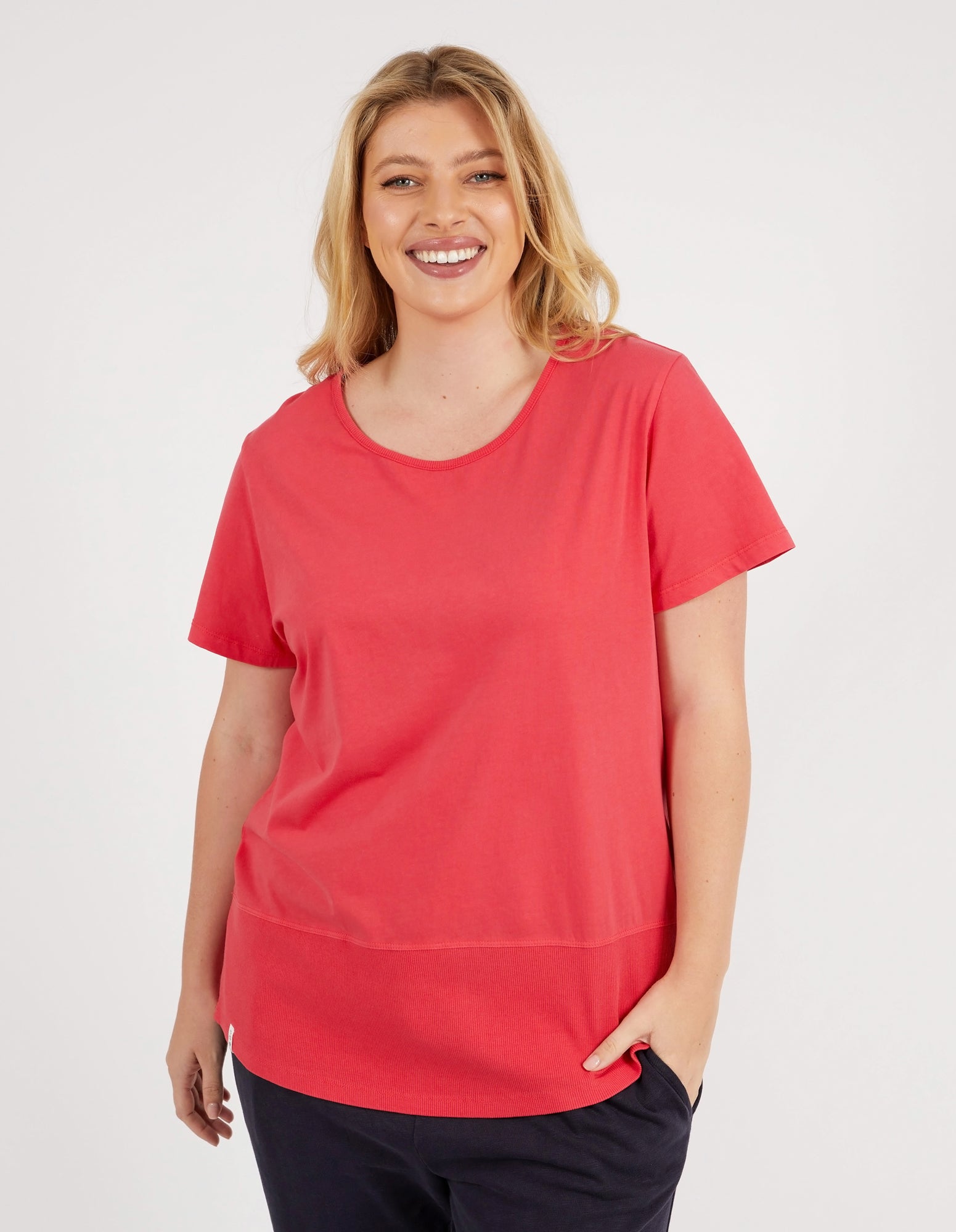 Rib Short Sleeve Tee Coral Spritz