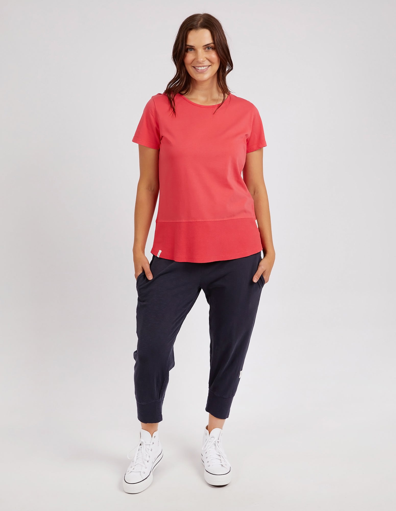 Rib Short Sleeve Tee Coral Spritz