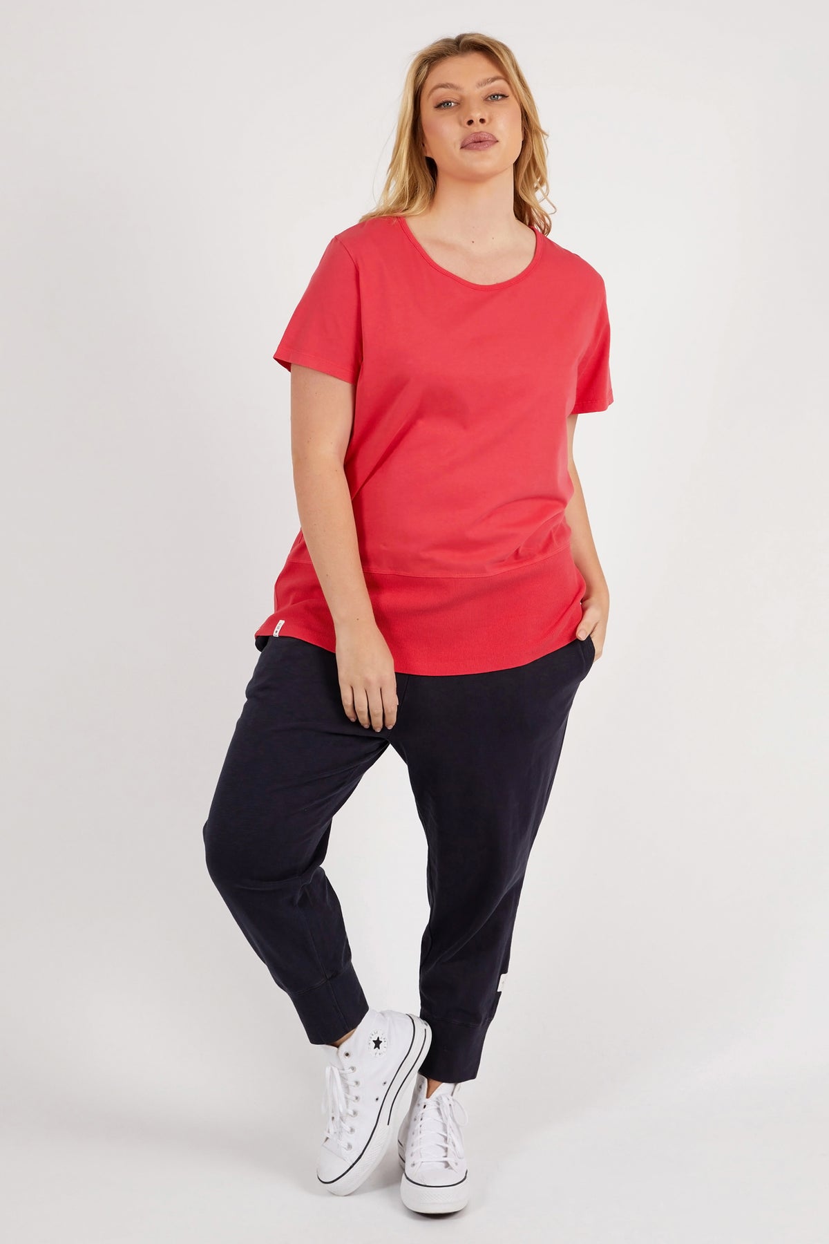 Rib Short Sleeve Tee Coral Spritz