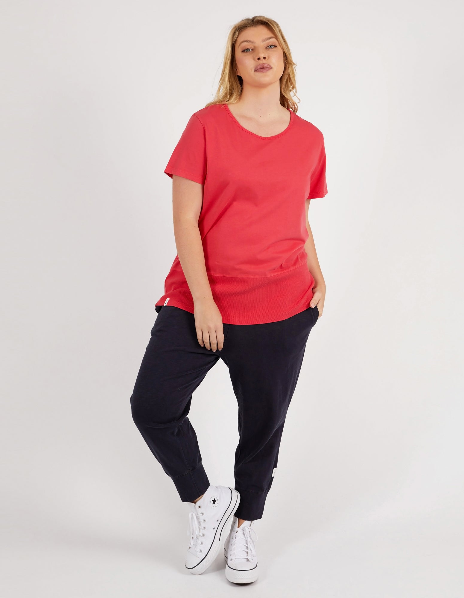 Rib Short Sleeve Tee Coral Spritz