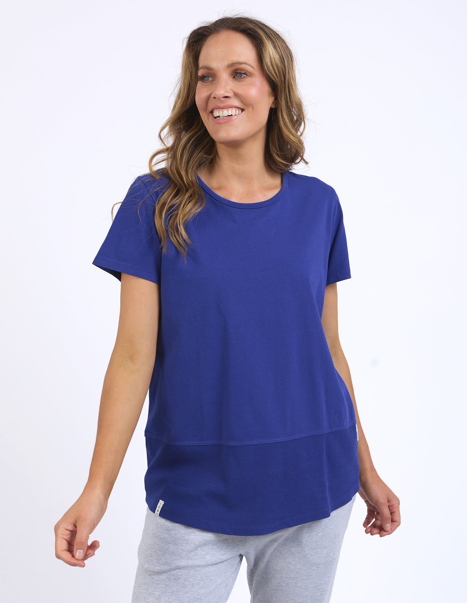 Rib Short Sleeve Tee Deep Blue