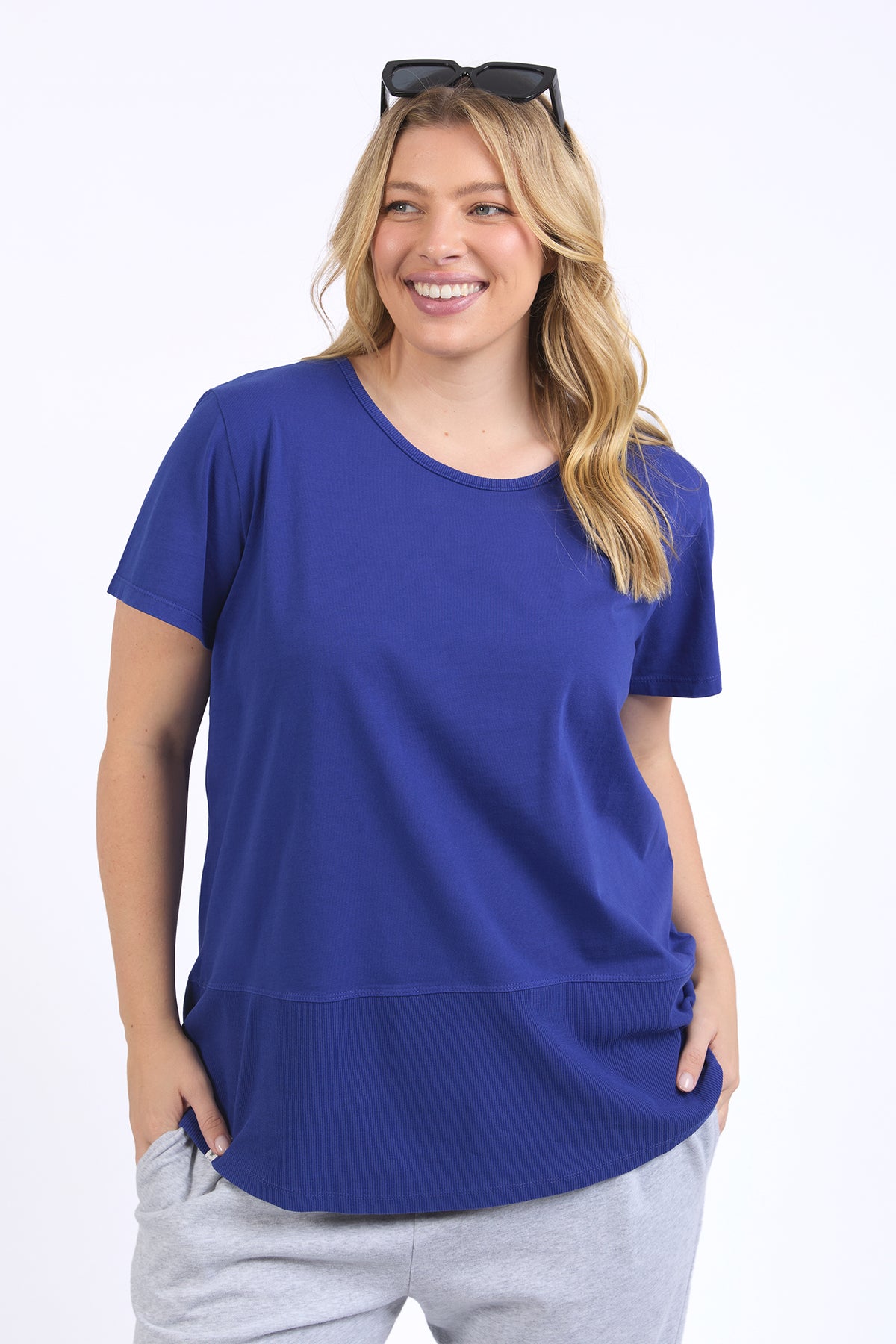 Rib Short Sleeve Tee Deep Blue