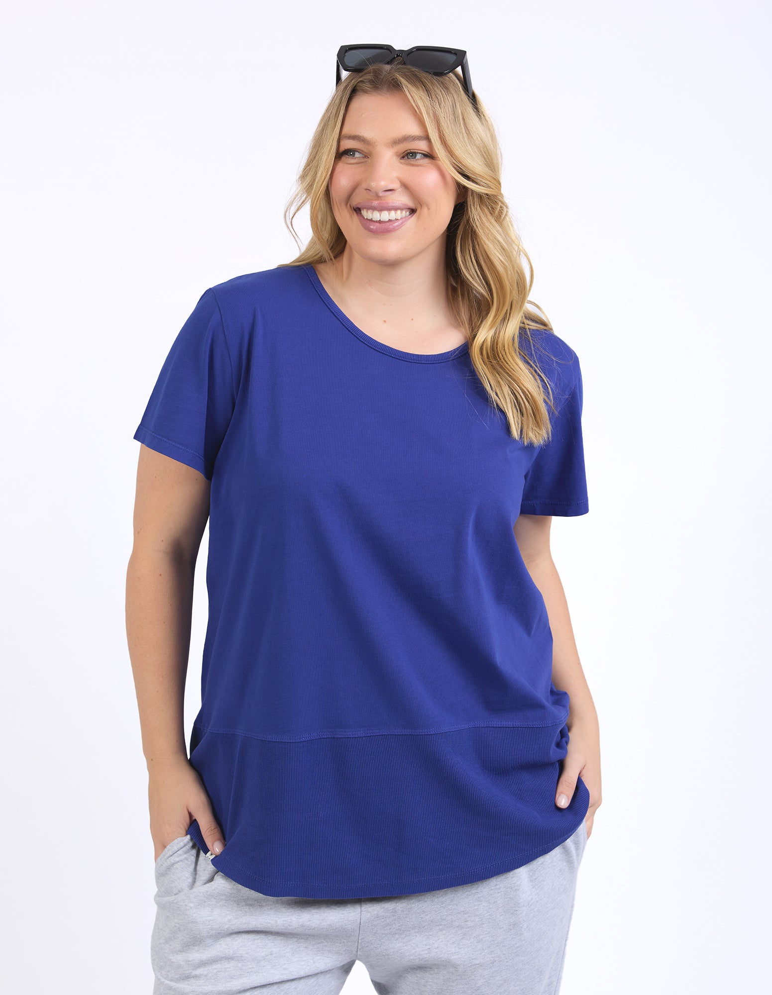 Rib Short Sleeve Tee Deep Blue