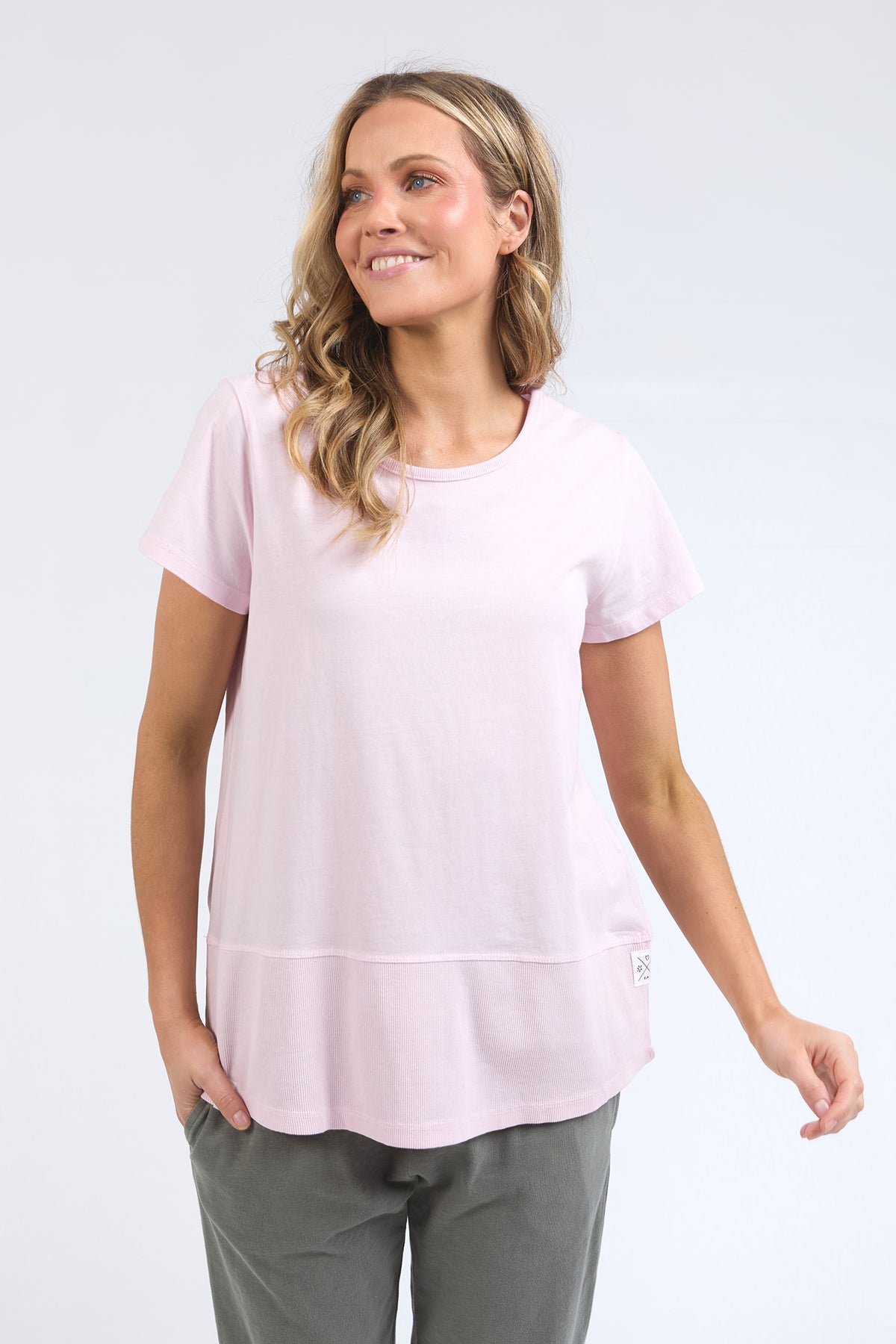 Rib Short Sleeve Tee Powder Pink