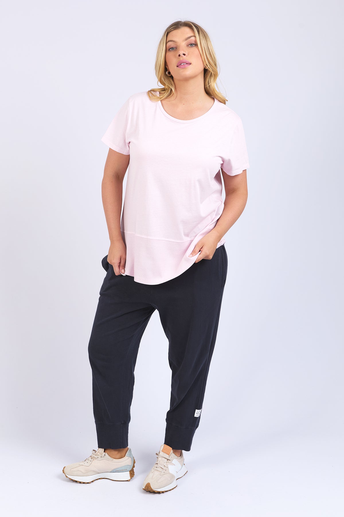 Rib Short Sleeve Tee Powder Pink