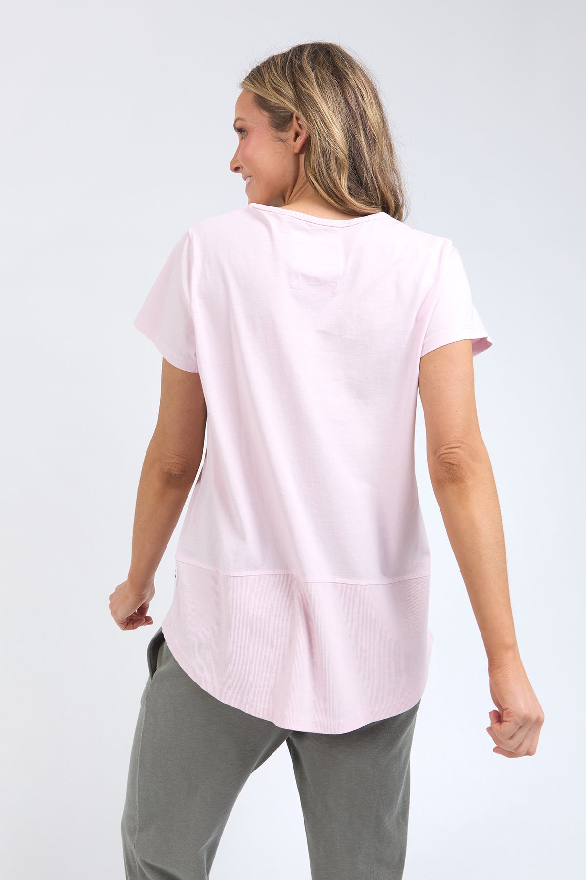 Rib Short Sleeve Tee Powder Pink