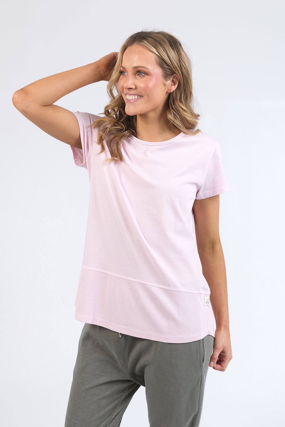 Rib Short Sleeve Tee Powder Pink