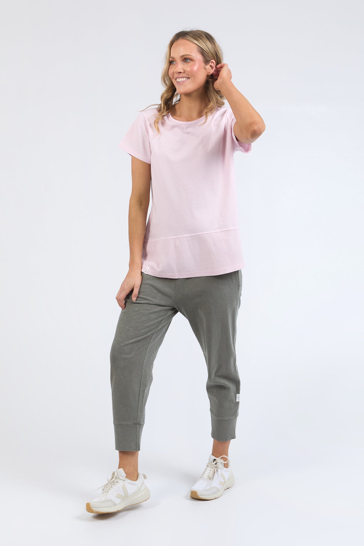 Rib Short Sleeve Tee Powder Pink