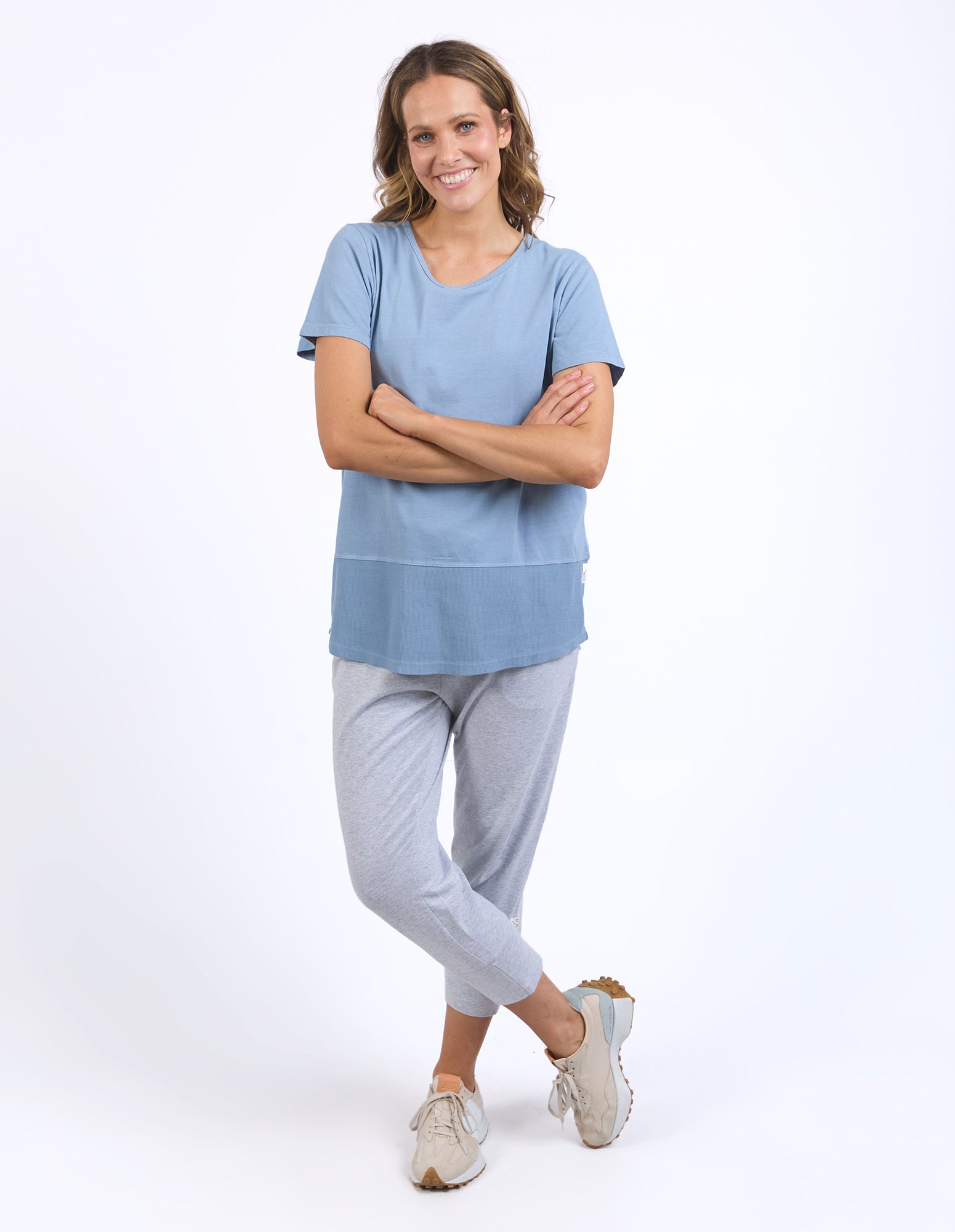 Rib Short Sleeve Tee Steel Blue