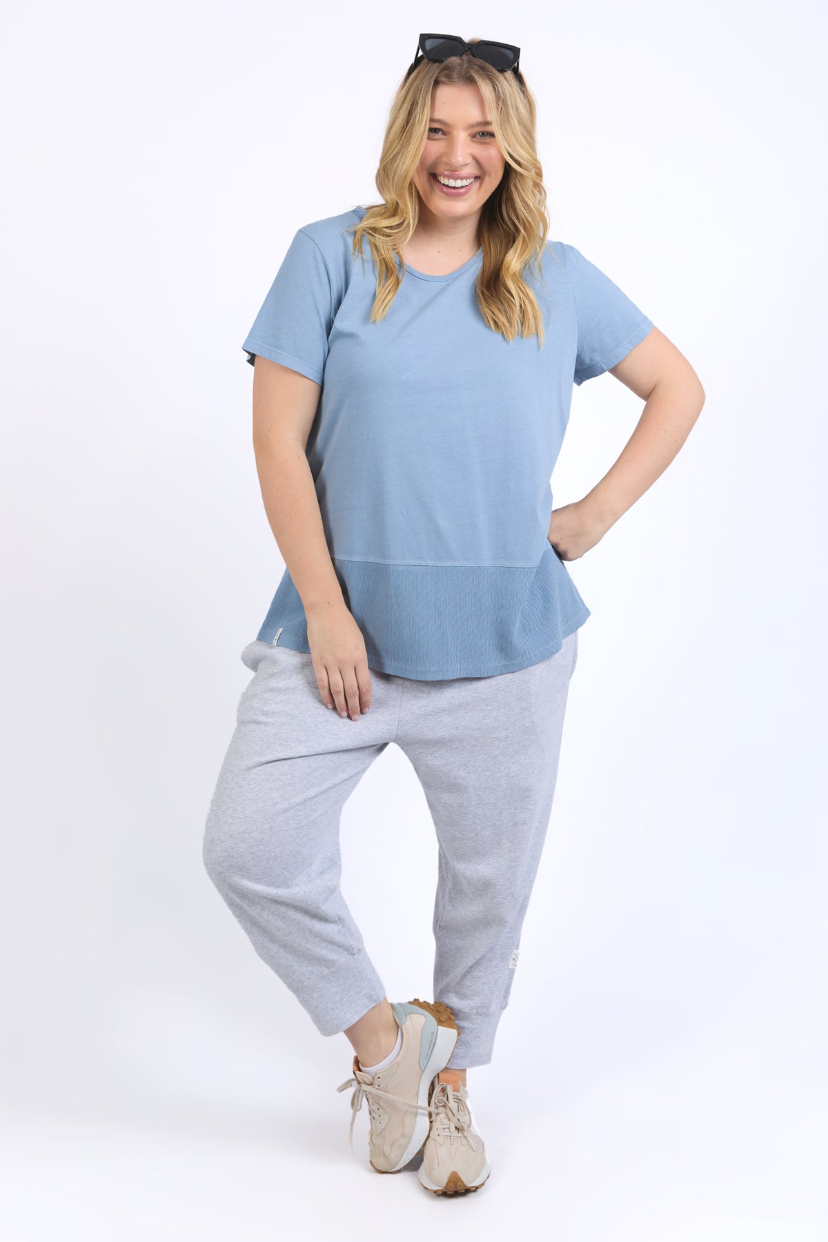 Rib Short Sleeve Tee Steel Blue