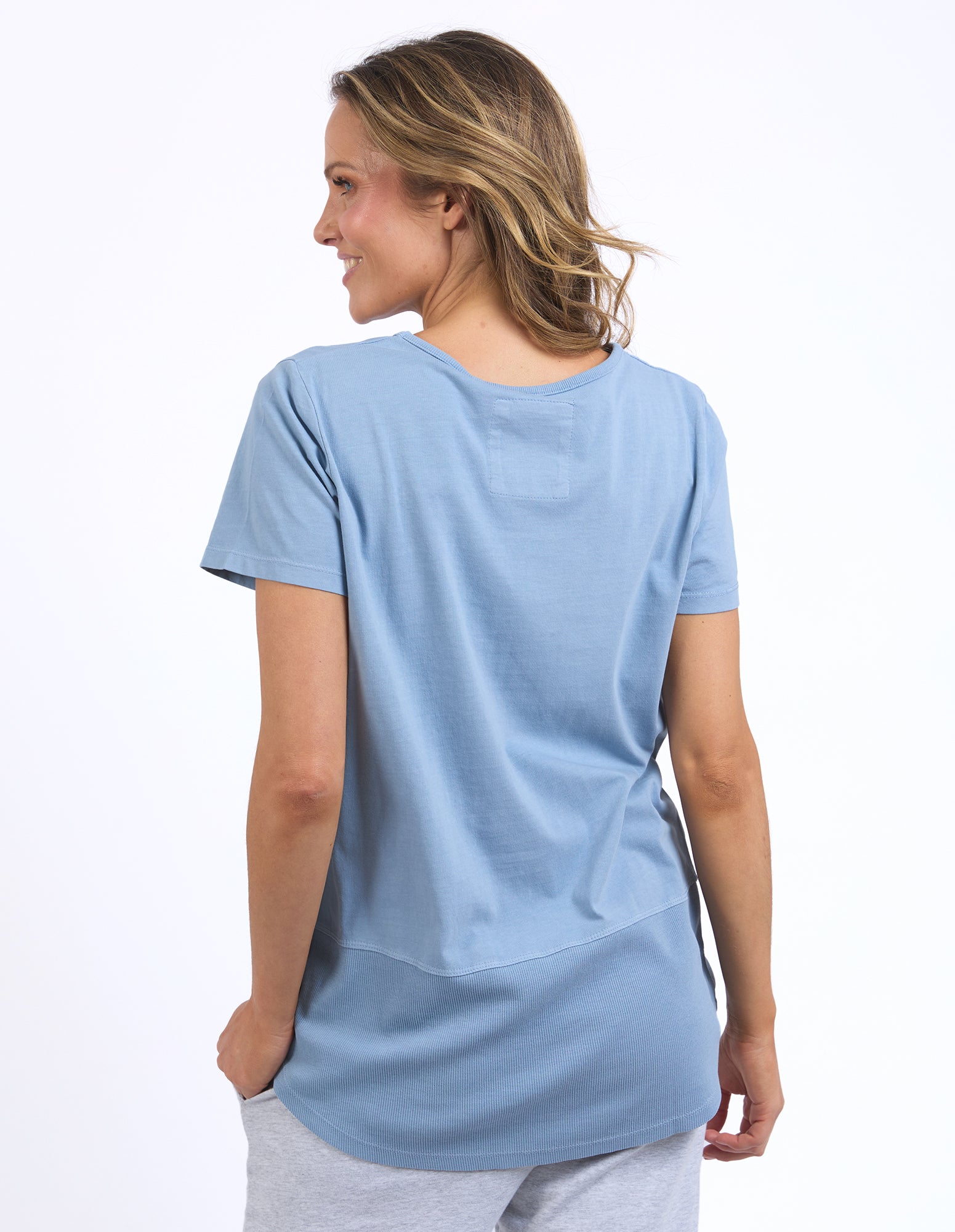 Rib Short Sleeve Tee Steel Blue