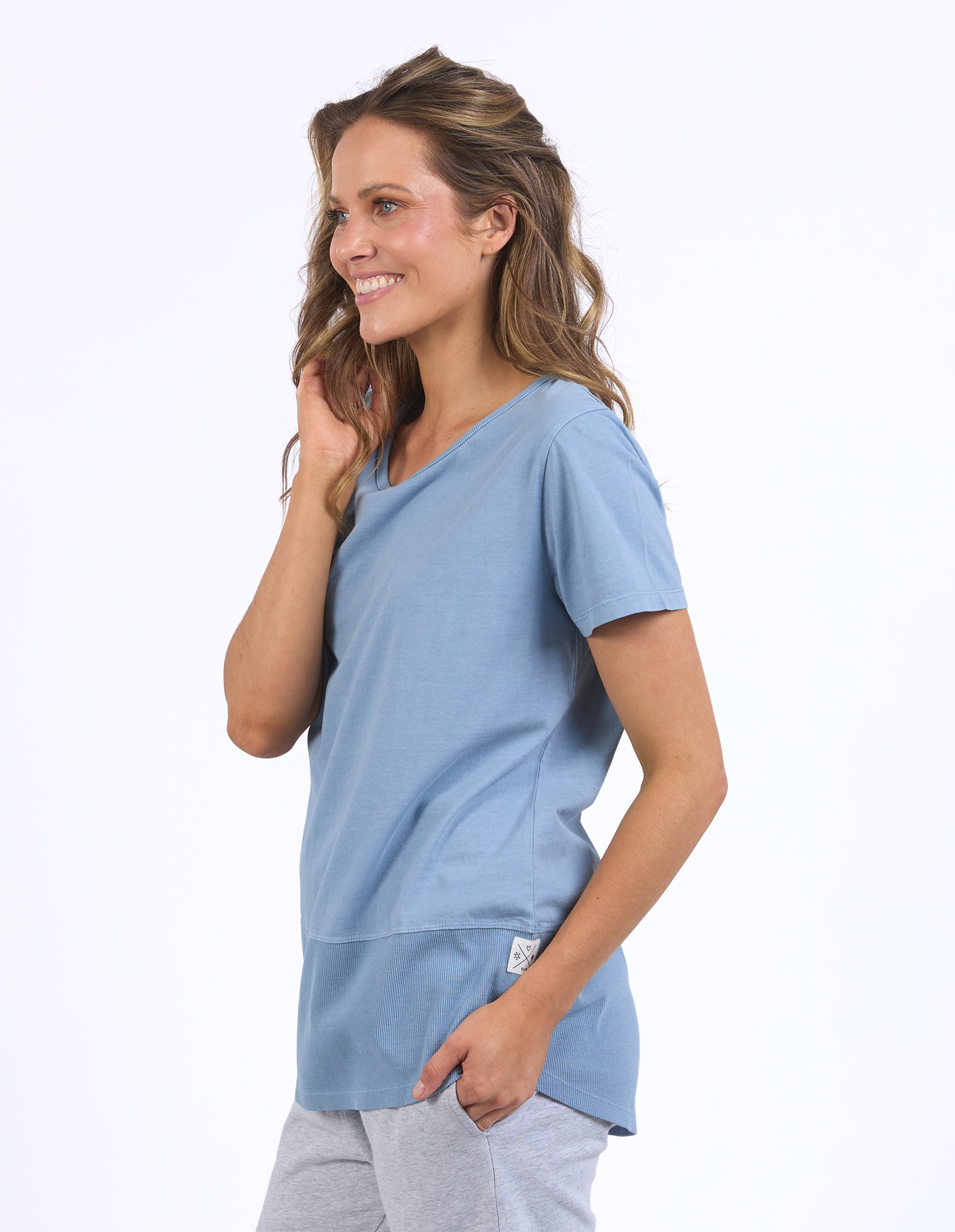 Rib Short Sleeve Tee Steel Blue