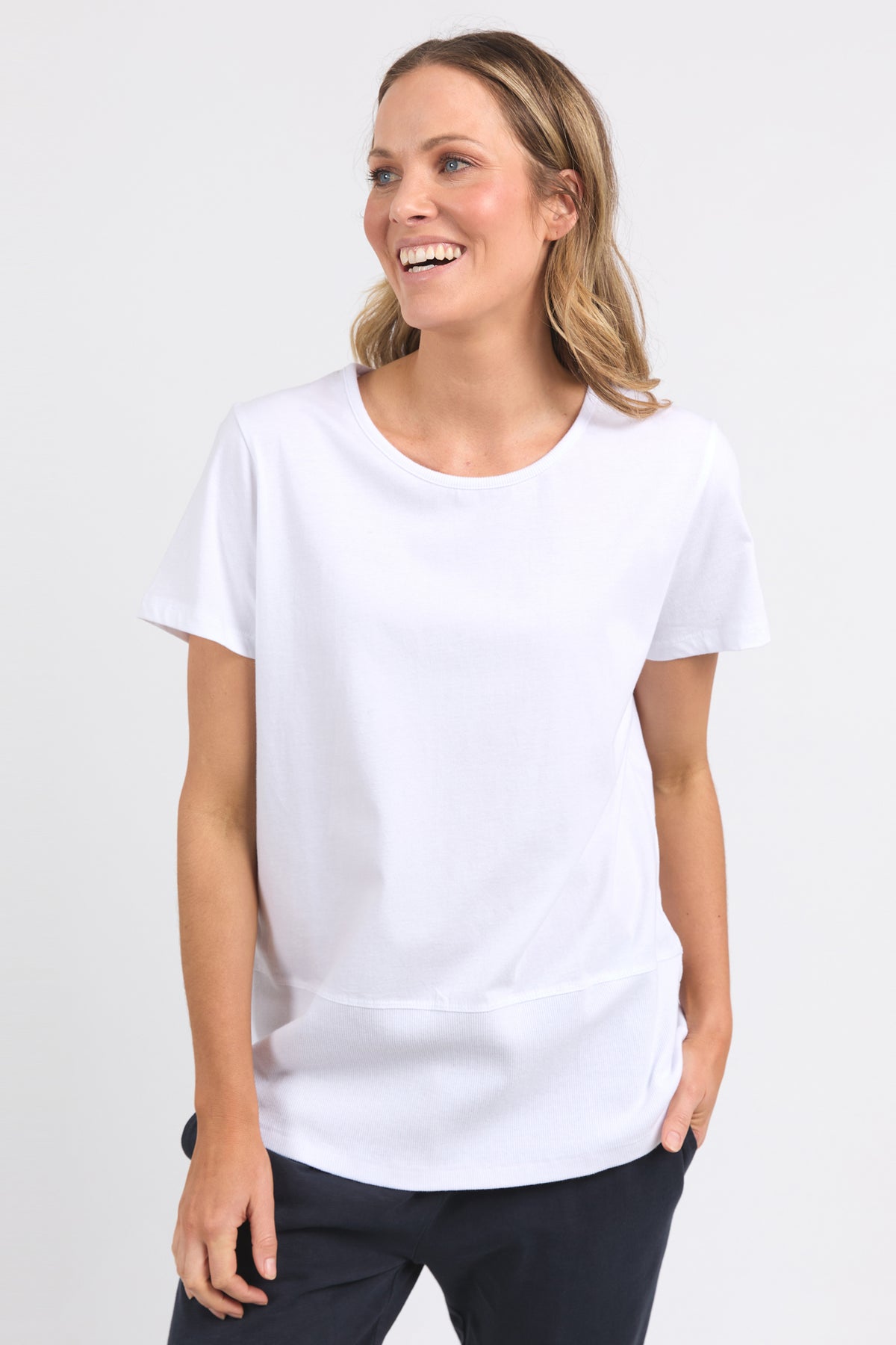 Rib Short Sleeve Tee White