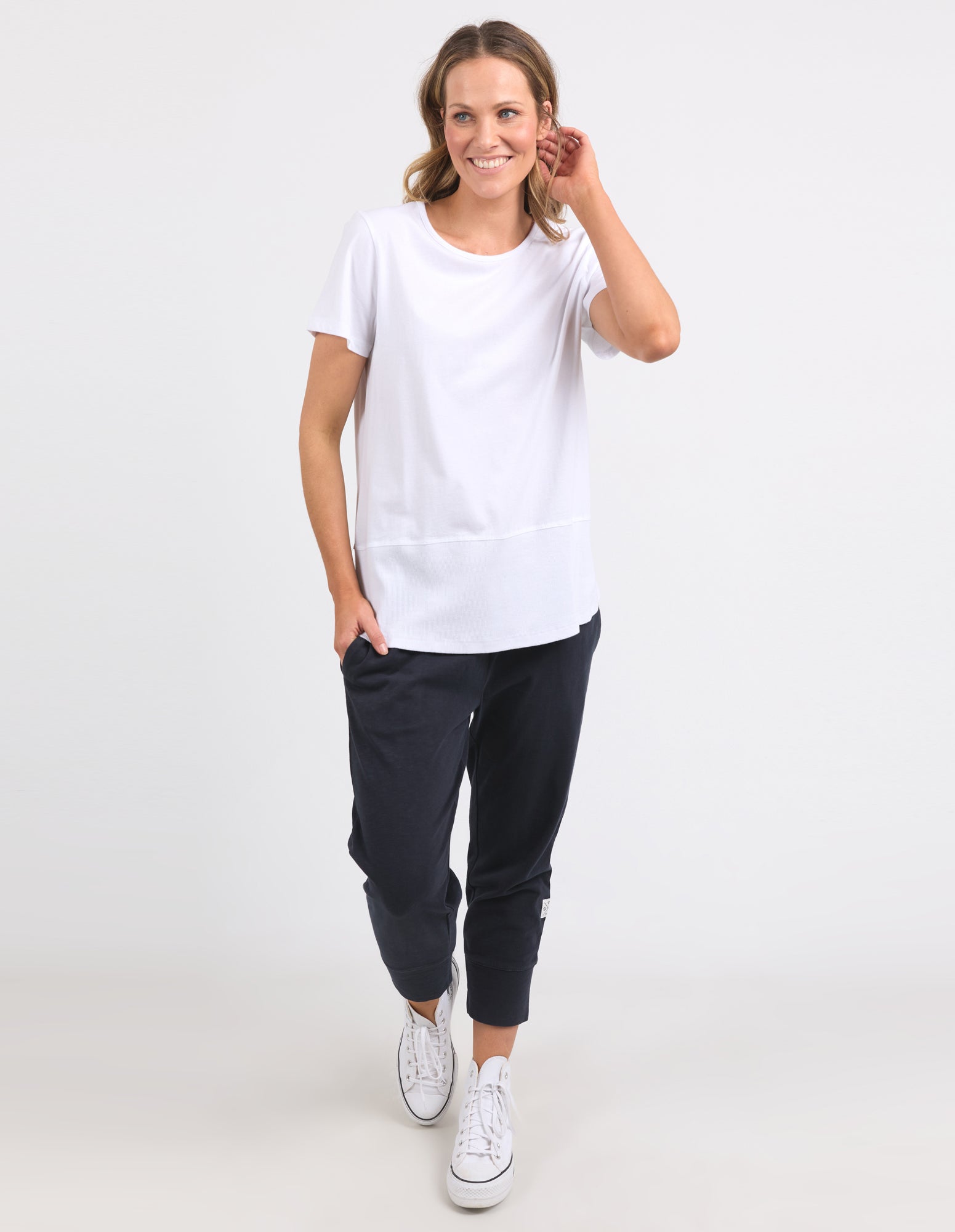 Rib Short Sleeve Tee White