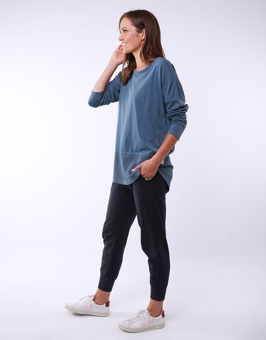 Rib Long Sleeve Steele Blue