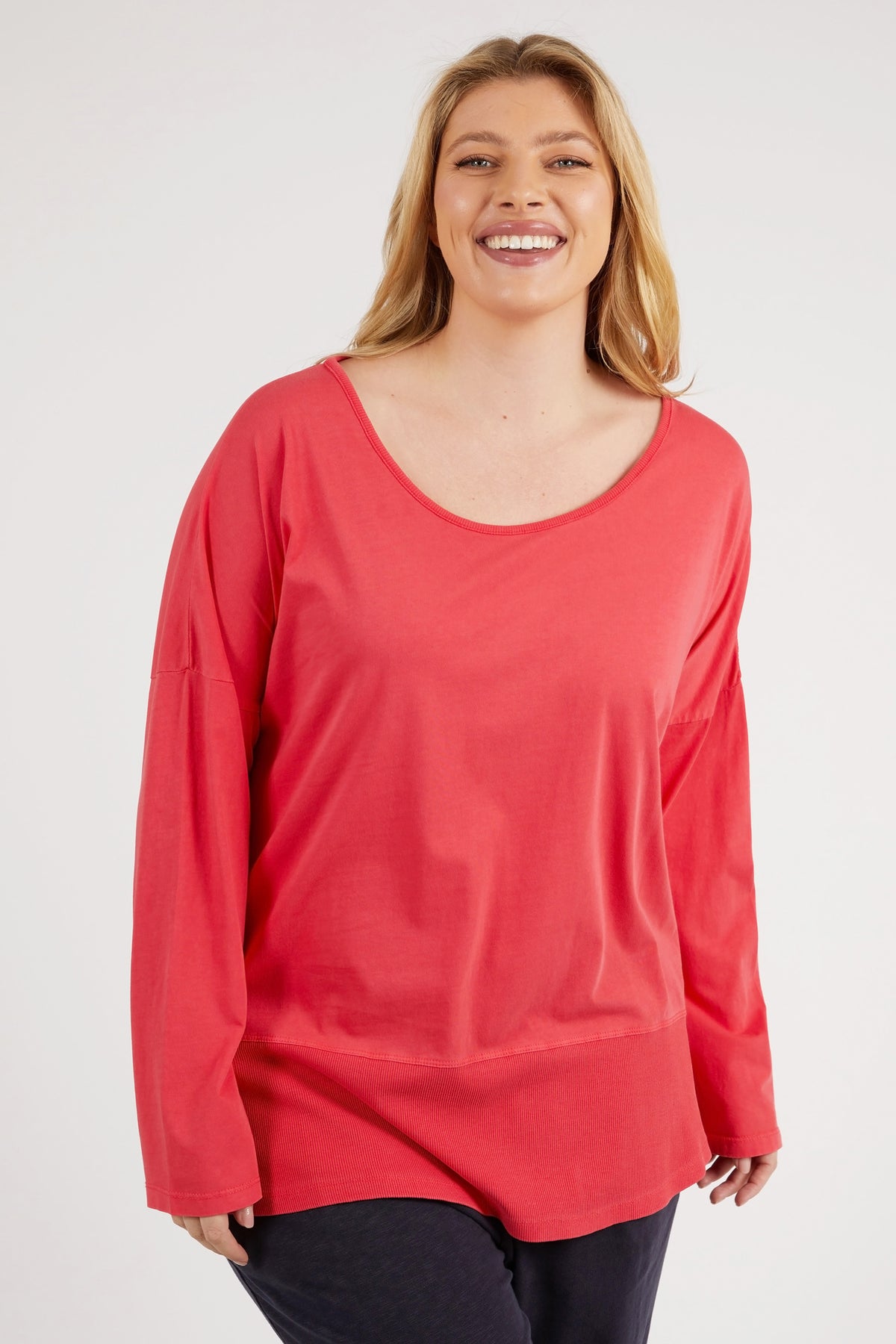 Rib Long Sleeve Coral Spritz