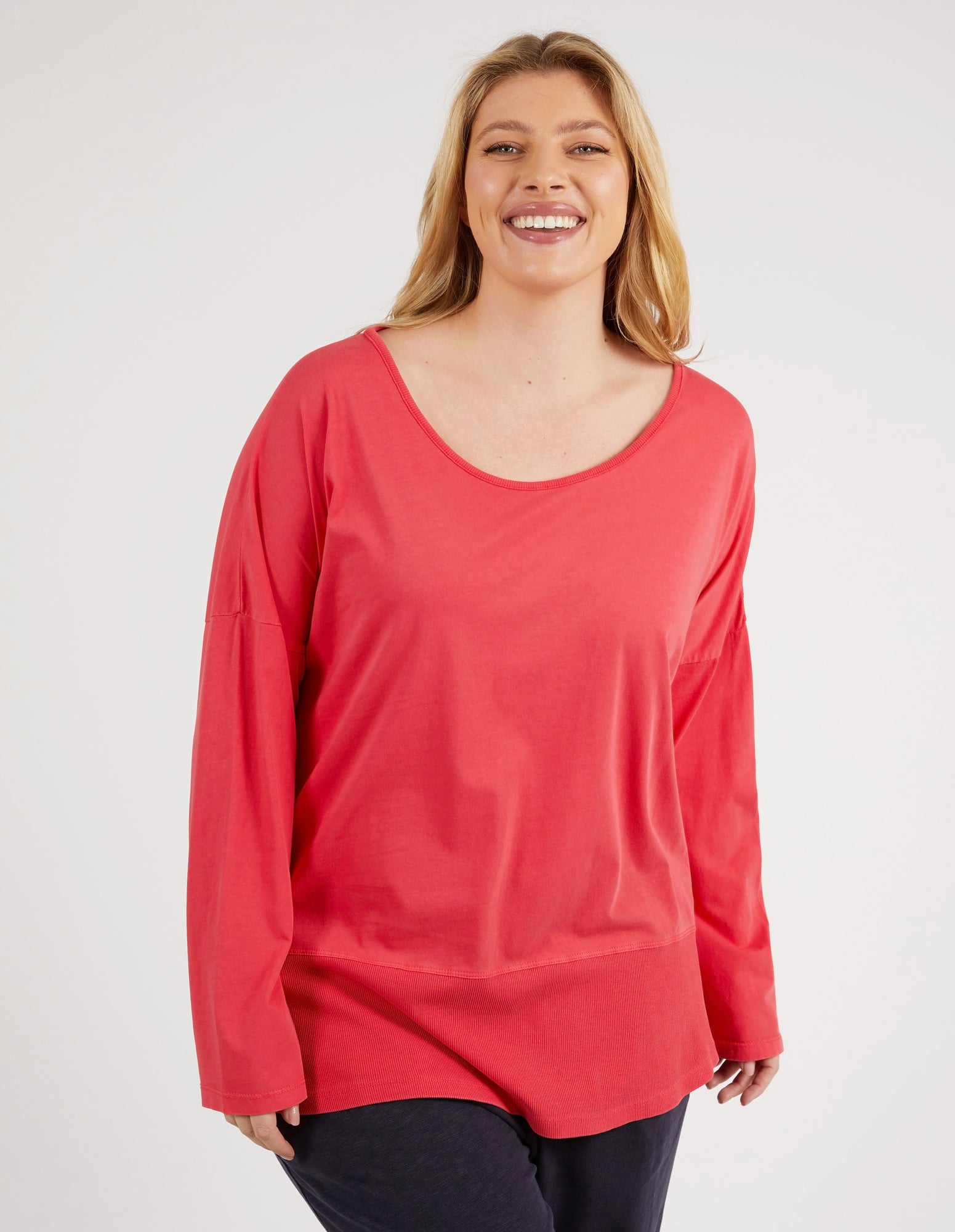 Rib Long Sleeve Coral Spritz