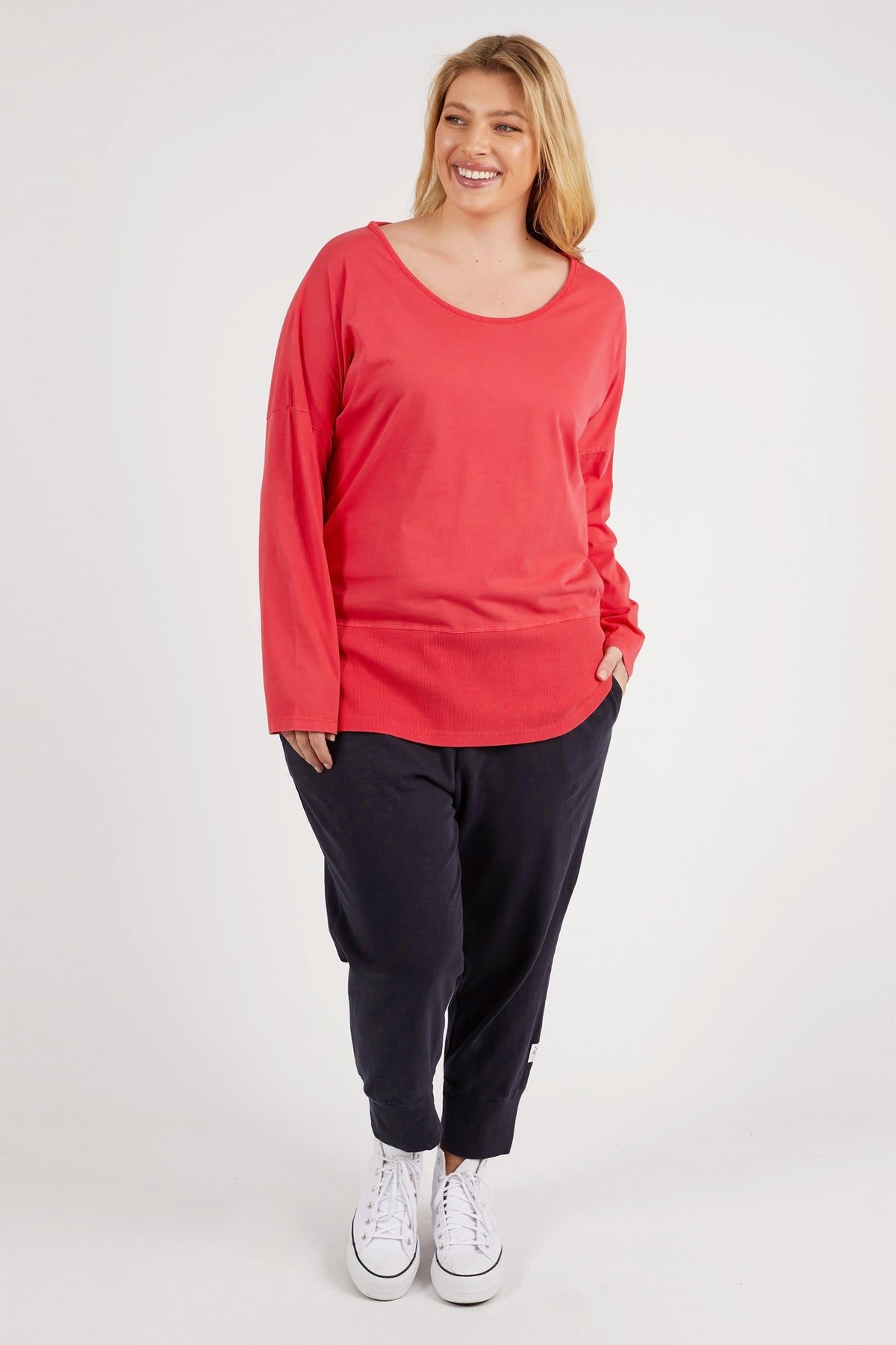 Rib Long Sleeve Coral Spritz