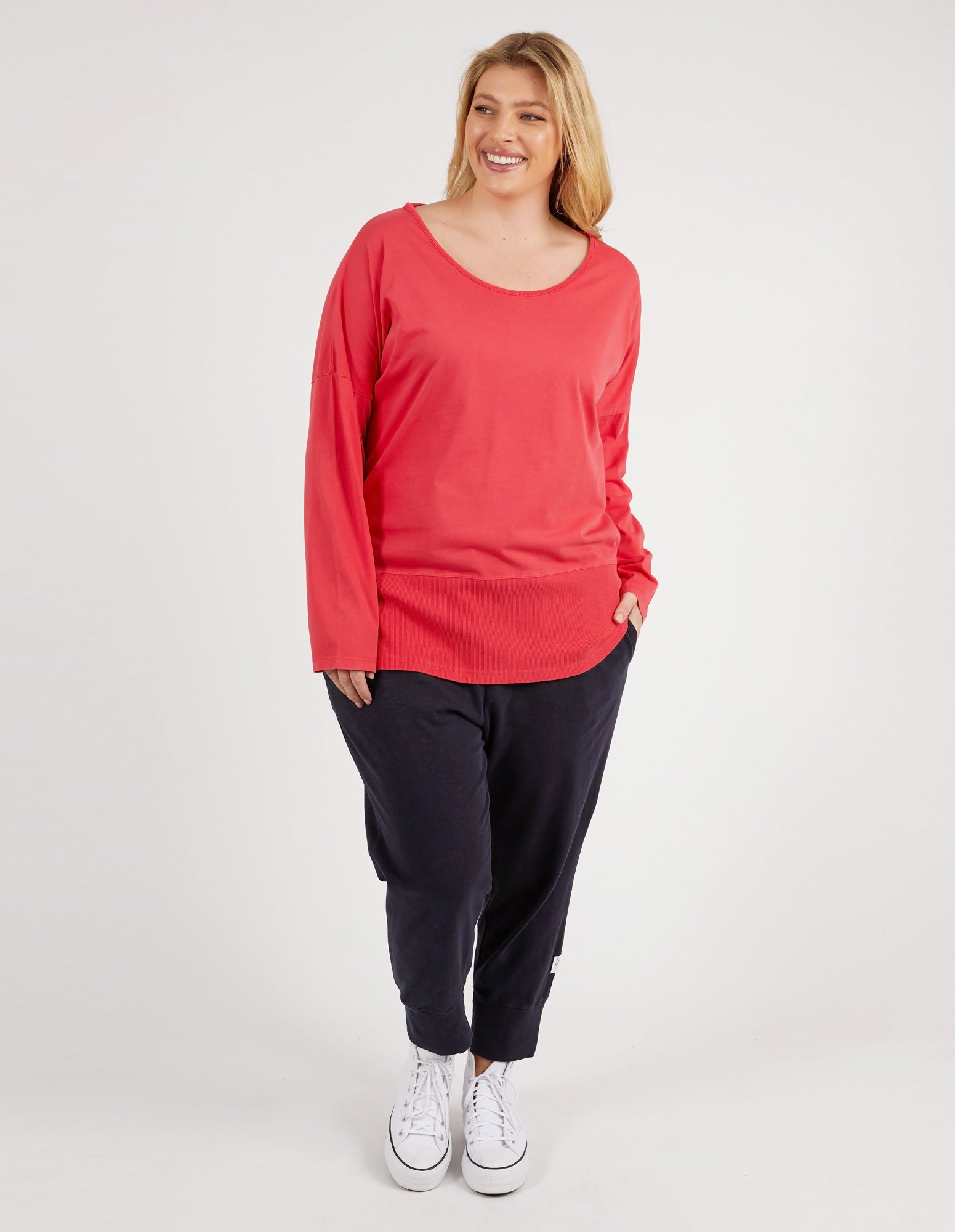 Rib Long Sleeve Coral Spritz