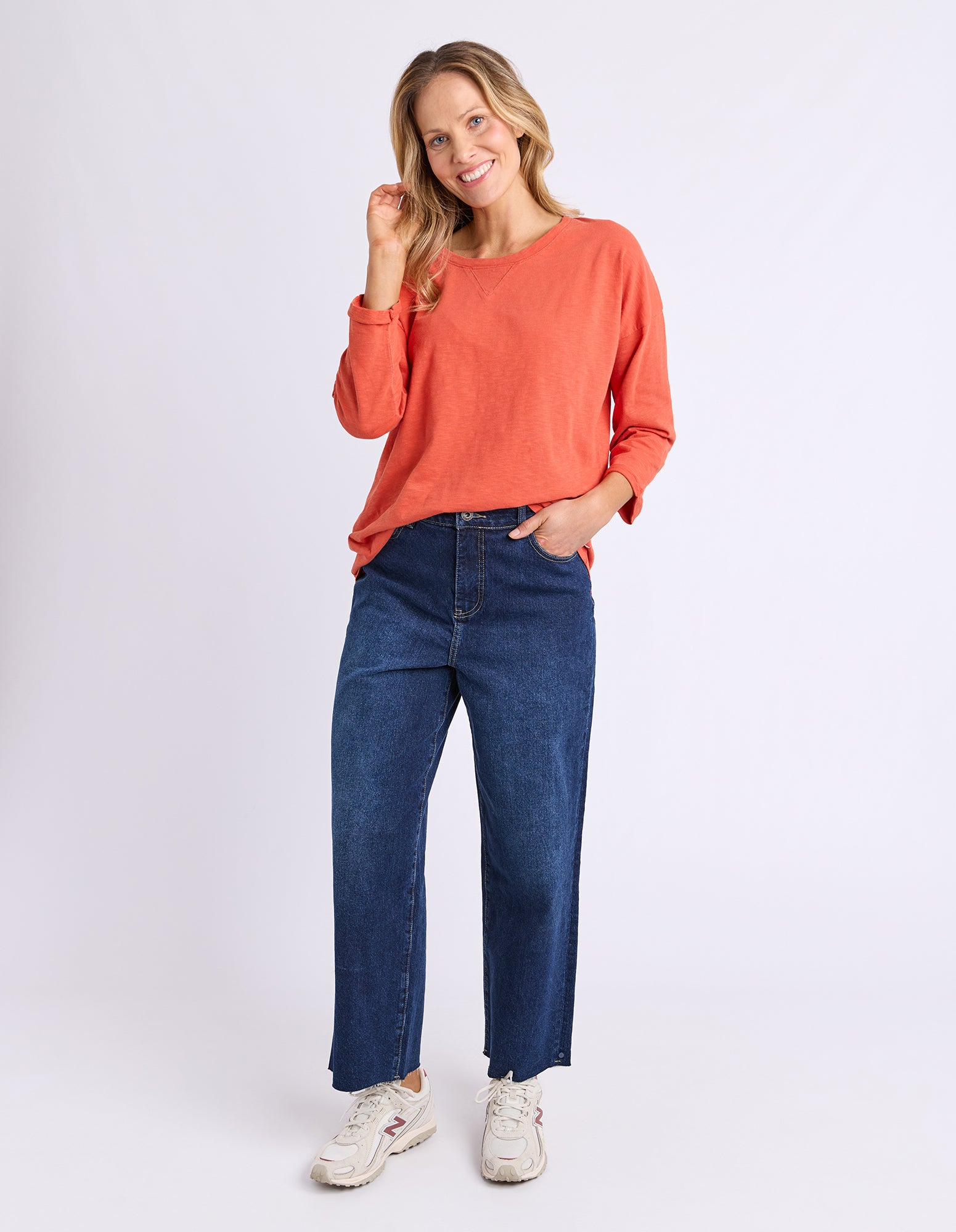 Annie 3/4 Sleeve Tee Burnt Orange