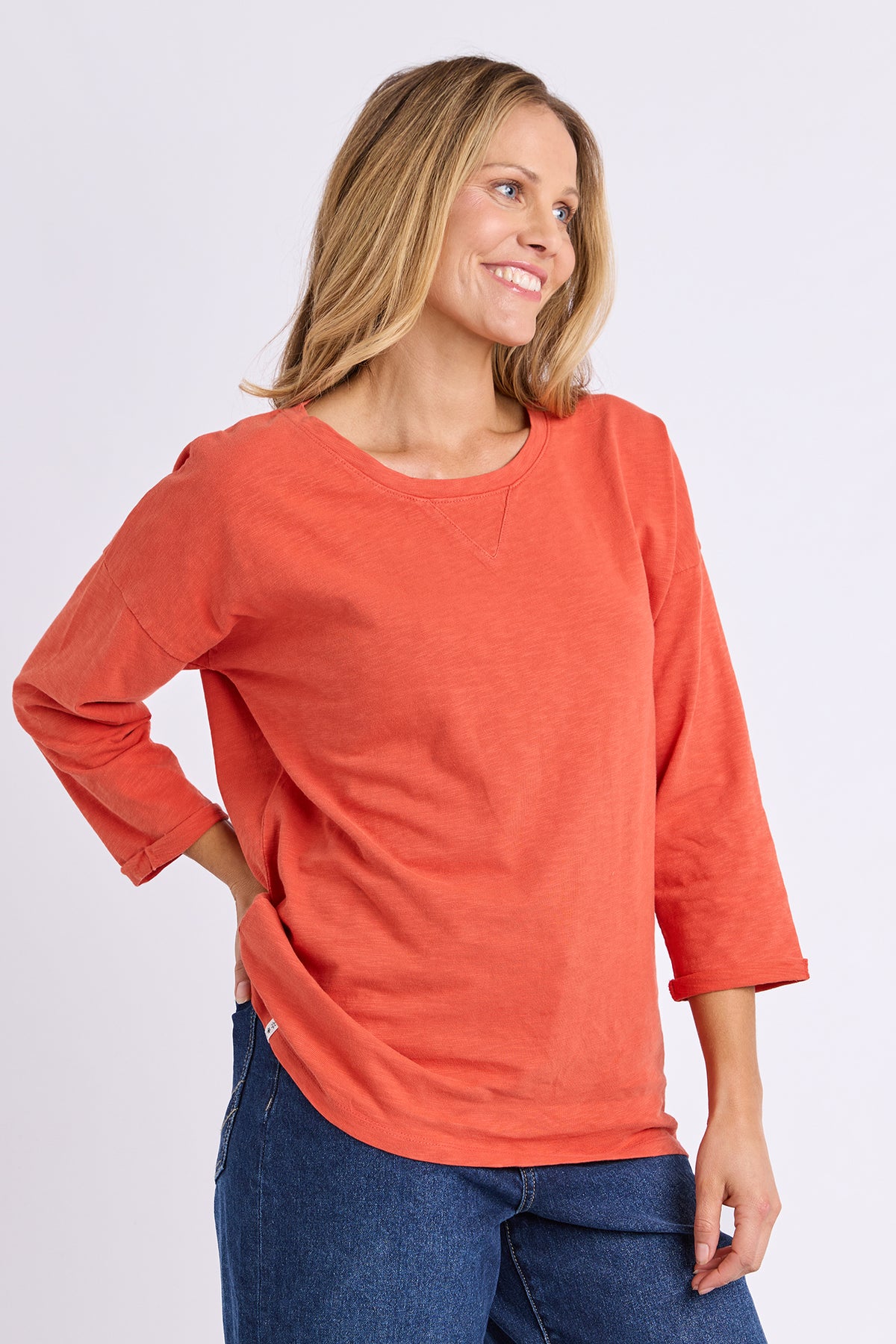 Annie 3/4 Sleeve Tee Burnt Orange