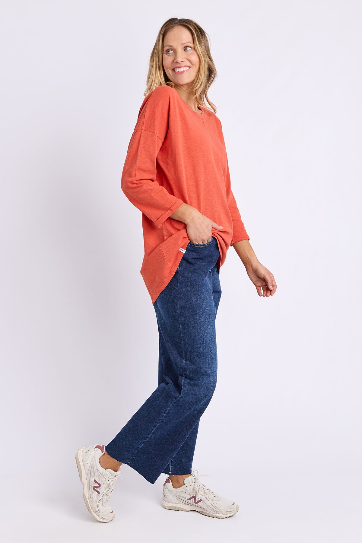 Annie 3/4 Sleeve Tee Burnt Orange