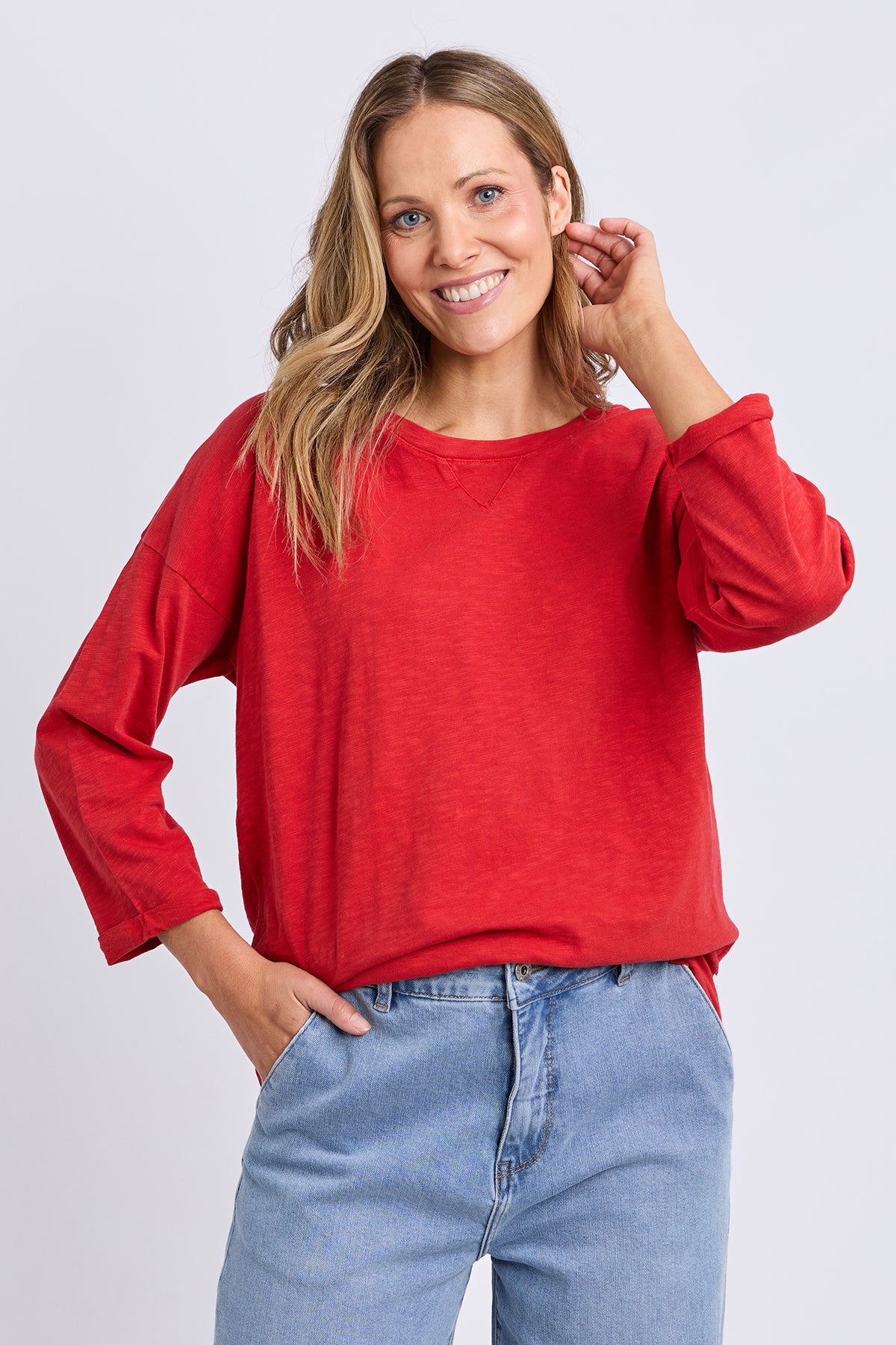 Annie 3/4 Sleeve Tee Cranberry