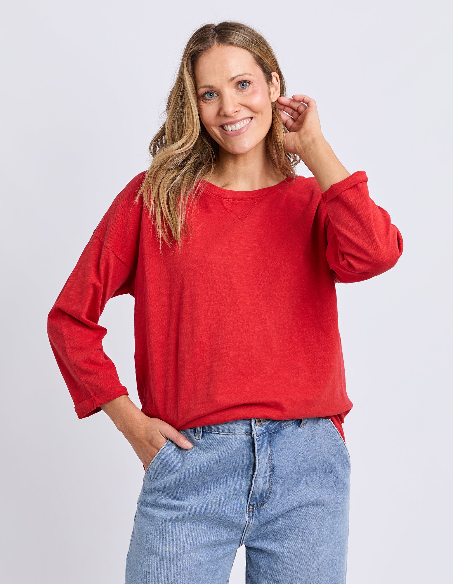 Annie 3/4 Sleeve Tee Cranberry