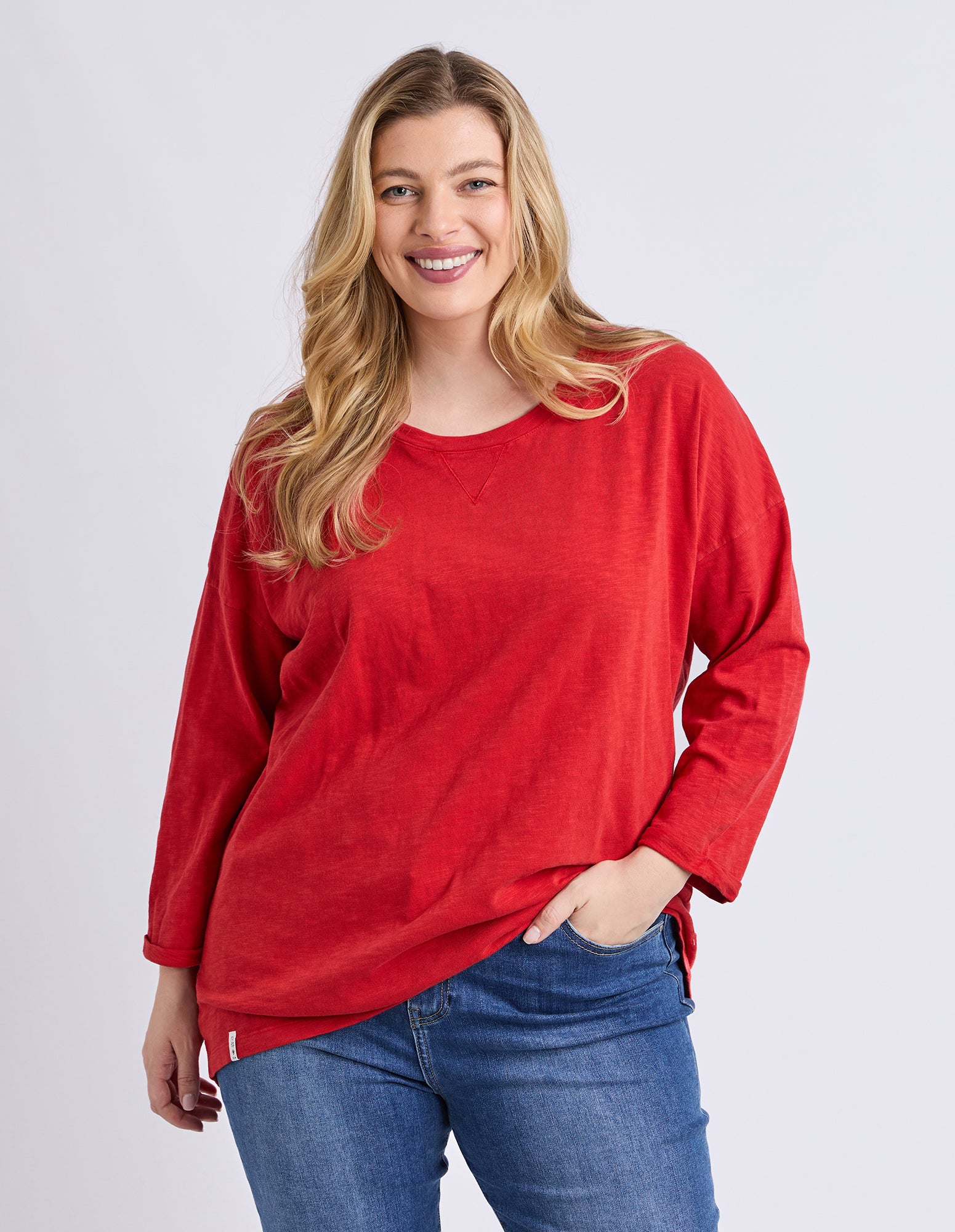Annie 3/4 Sleeve Tee Cranberry