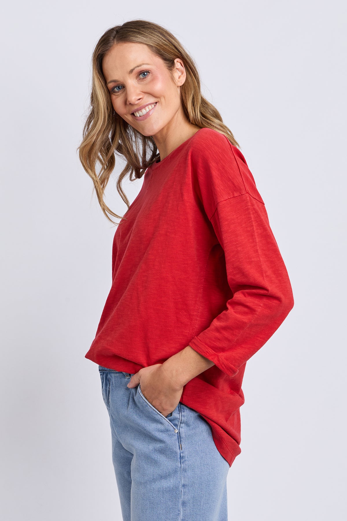 Annie 3/4 Sleeve Tee Cranberry