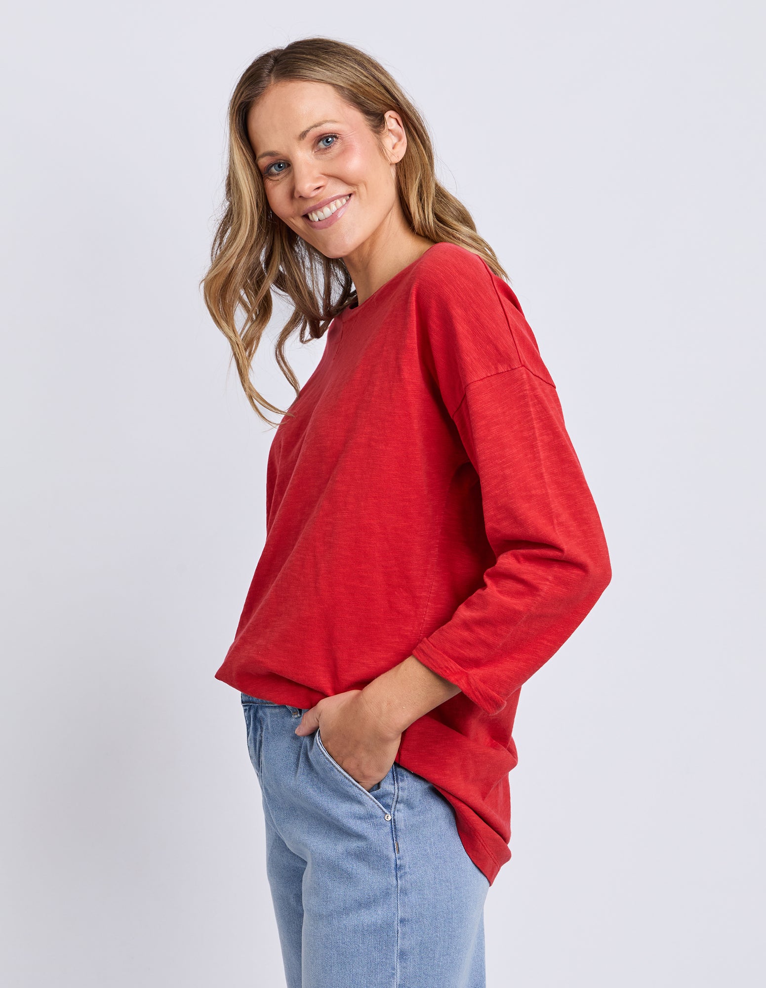 Annie 3/4 Sleeve Tee Cranberry