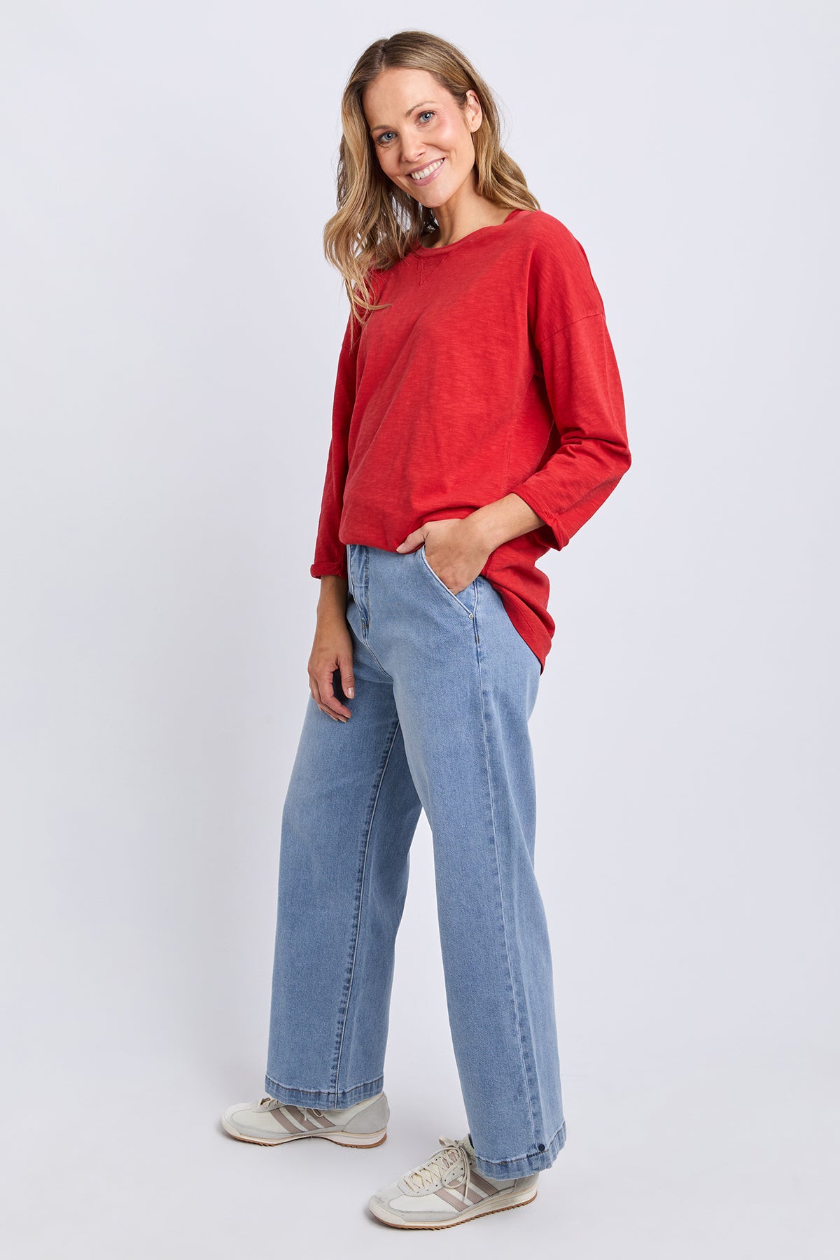 Annie 3/4 Sleeve Tee Cranberry