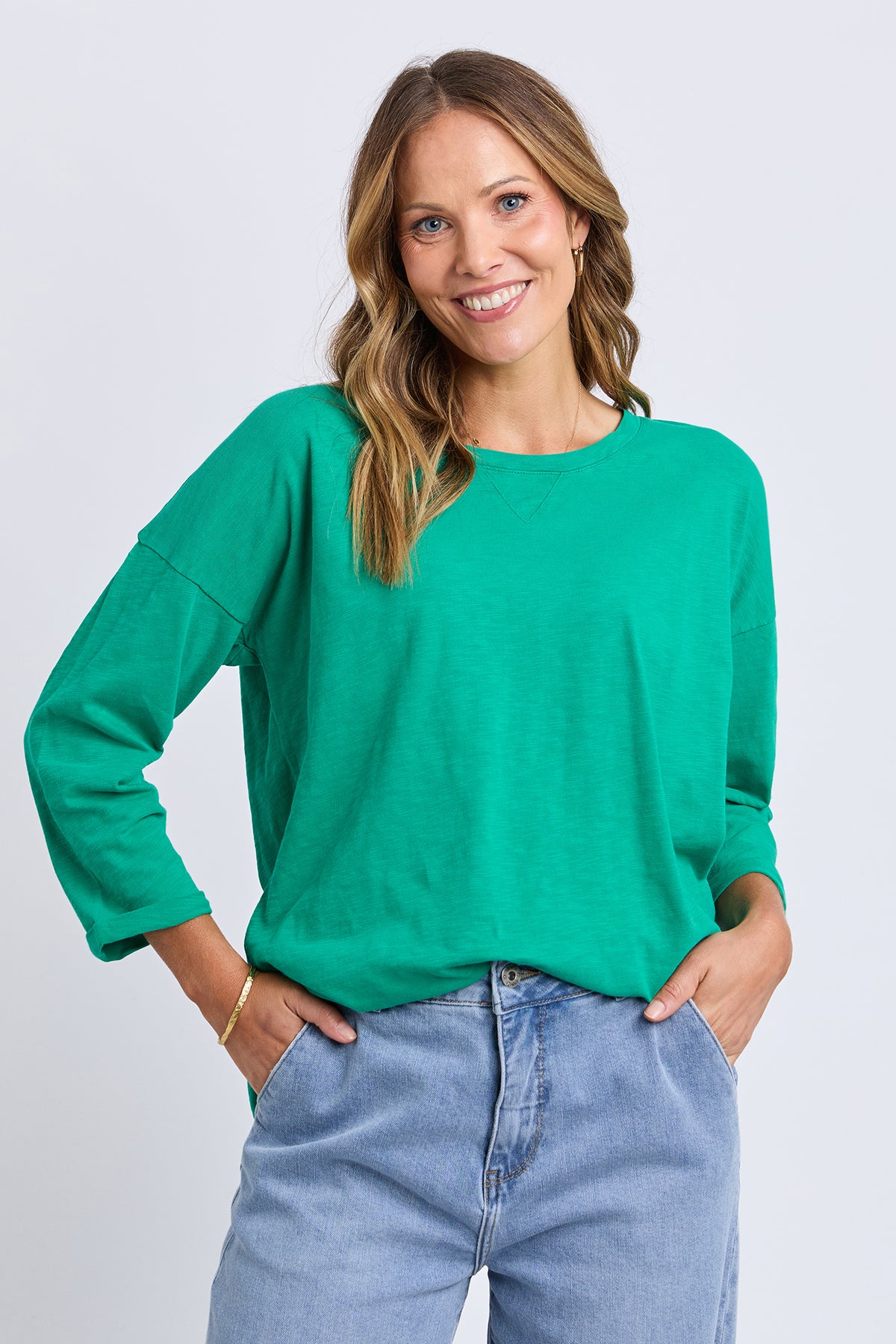 Annie 3/4 Sleeve Tee Turquoise