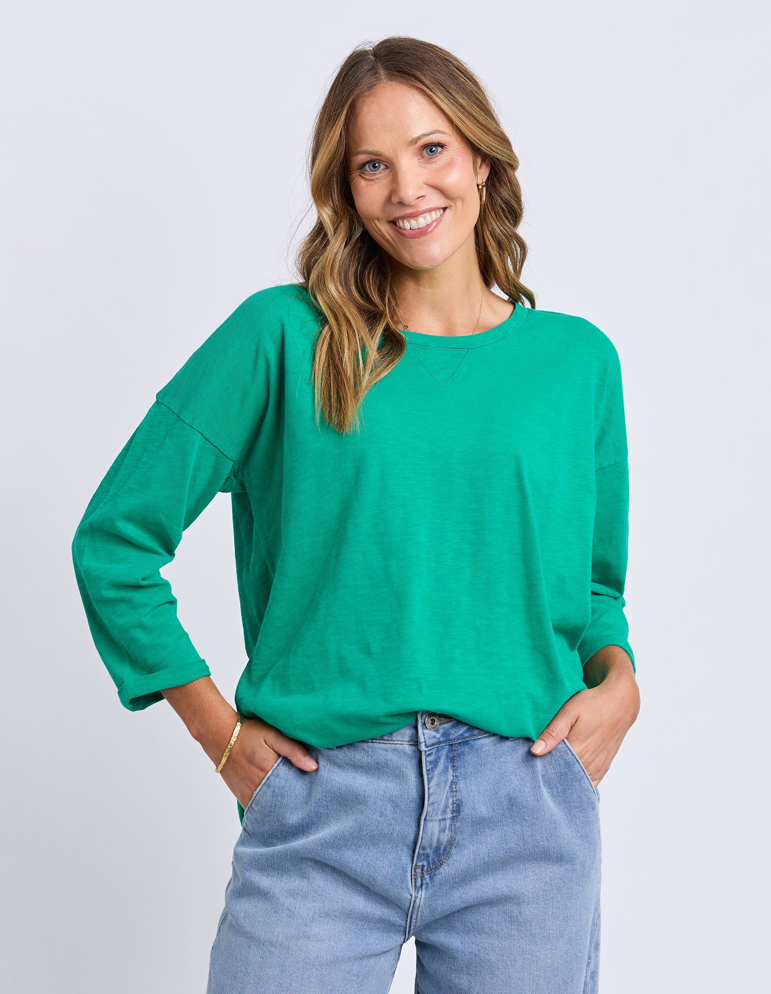 Annie 3/4 Sleeve Tee Turquoise