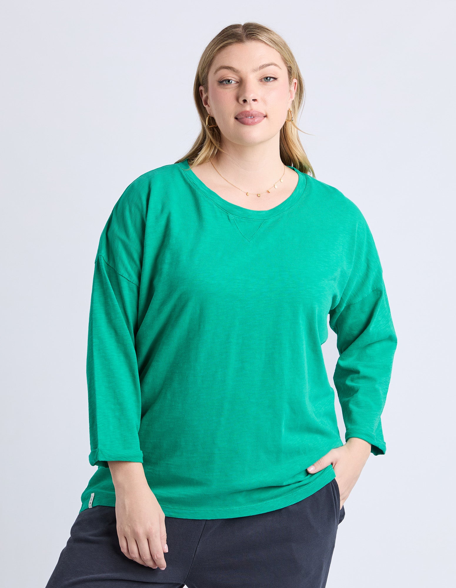 Annie 3/4 Sleeve Tee Turquoise