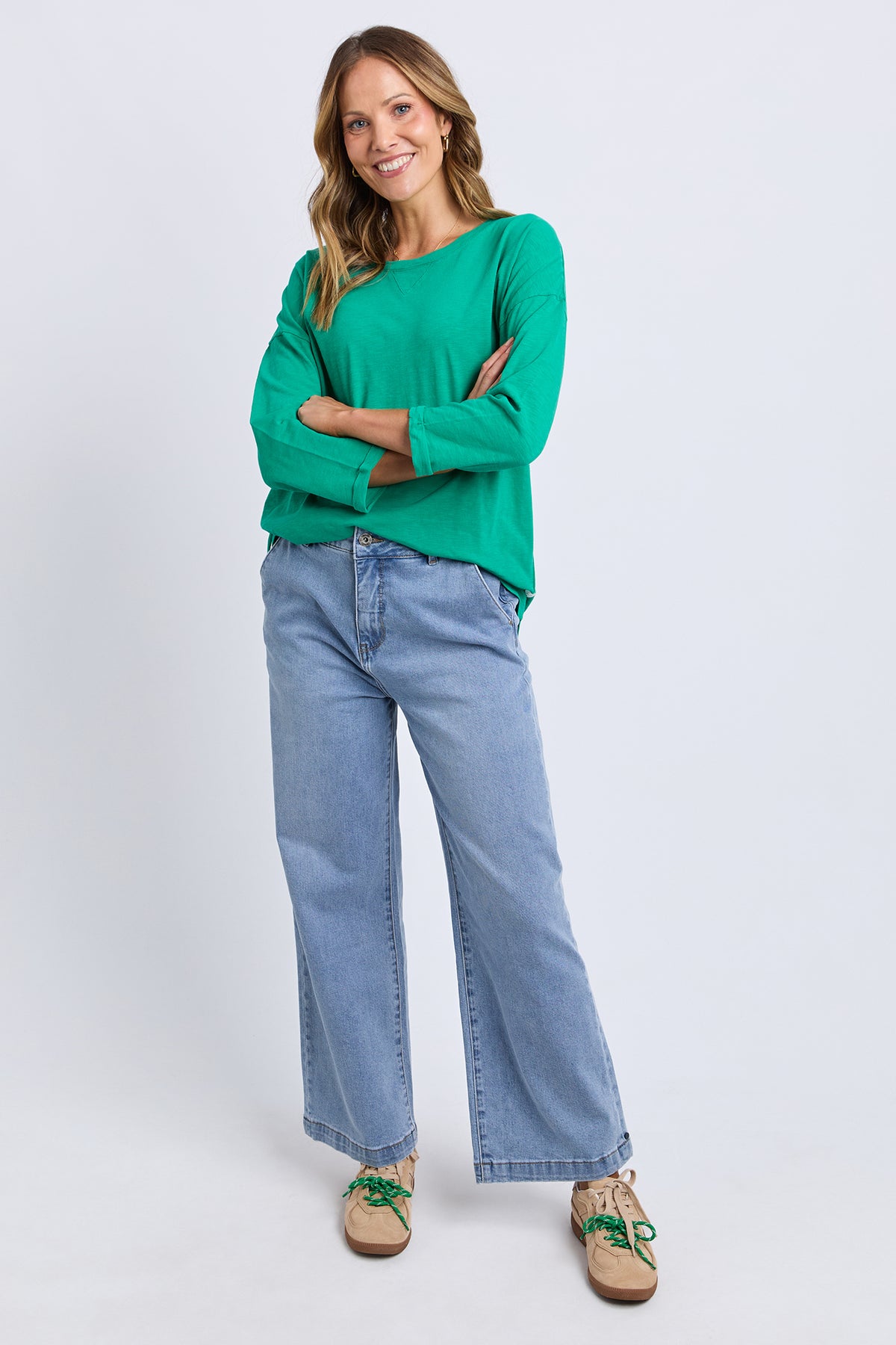 Annie 3/4 Sleeve Tee Turquoise