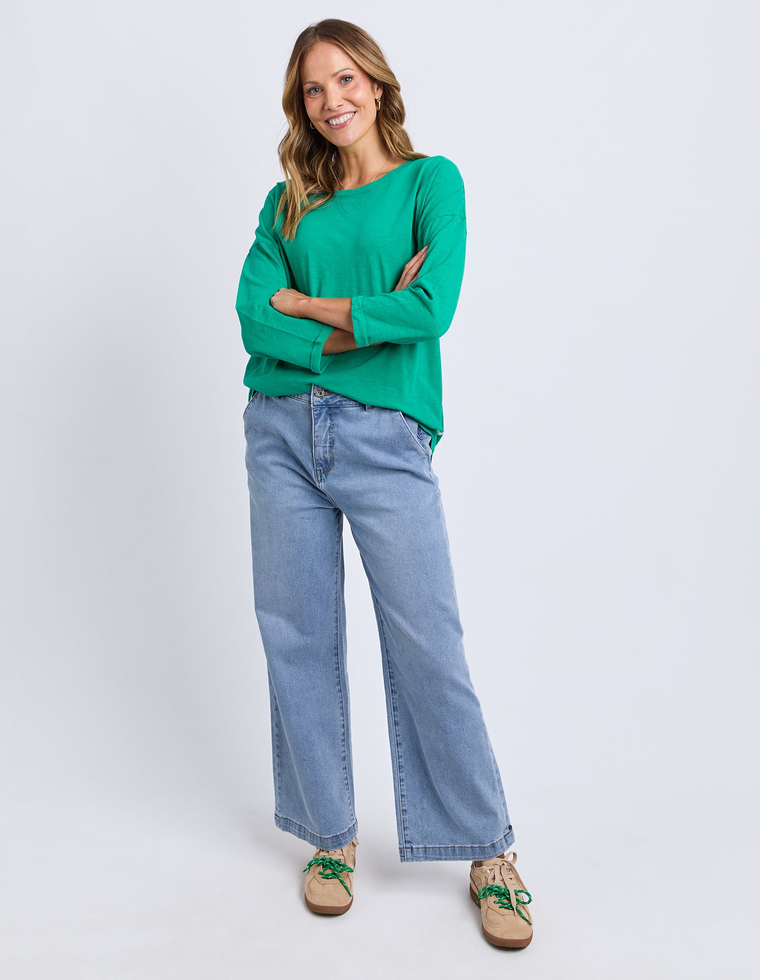Annie 3/4 Sleeve Tee Turquoise