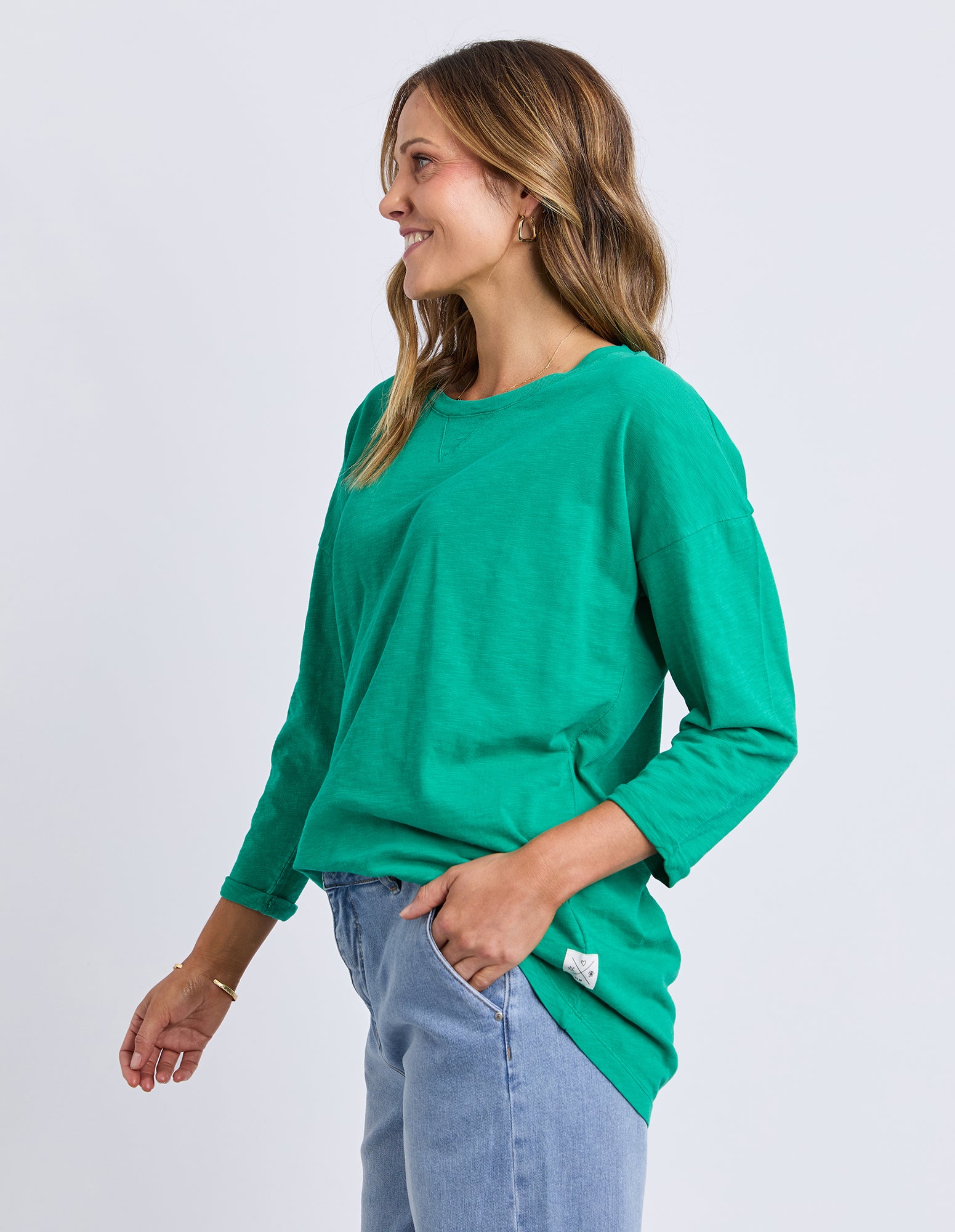 Annie 3/4 Sleeve Tee Turquoise
