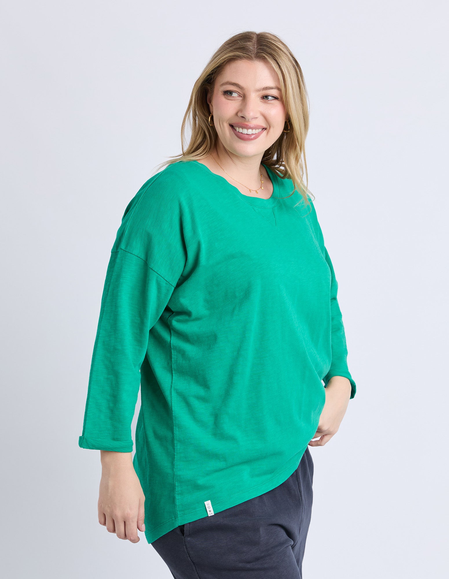 Annie 3/4 Sleeve Tee Turquoise