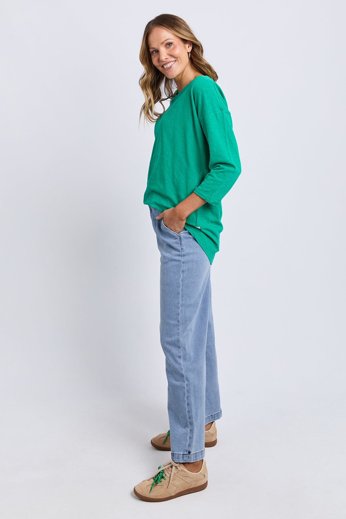 Annie 3/4 Sleeve Tee Turquoise