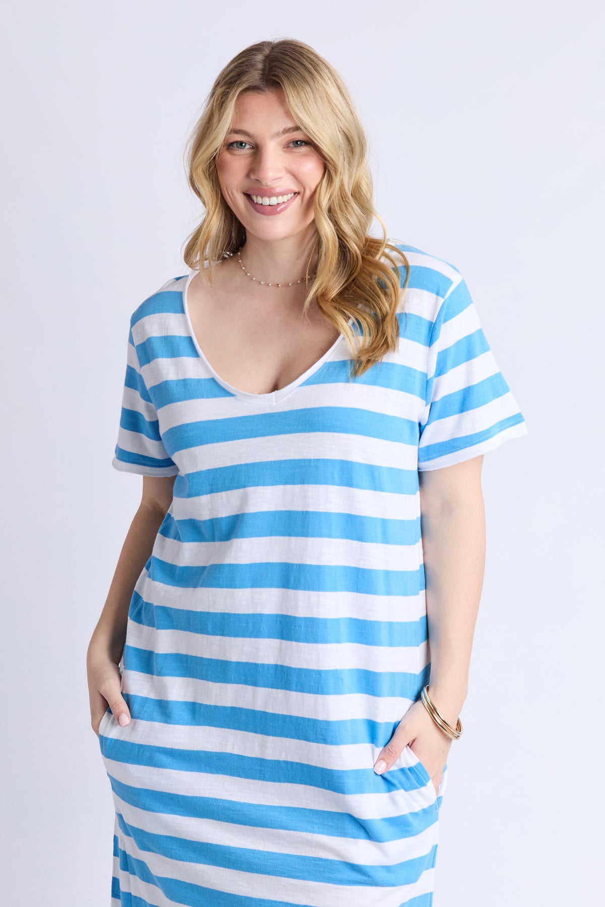 Maeve Midi Dress- Stripe Azure Blue &wht Str – Elm Lifestyle